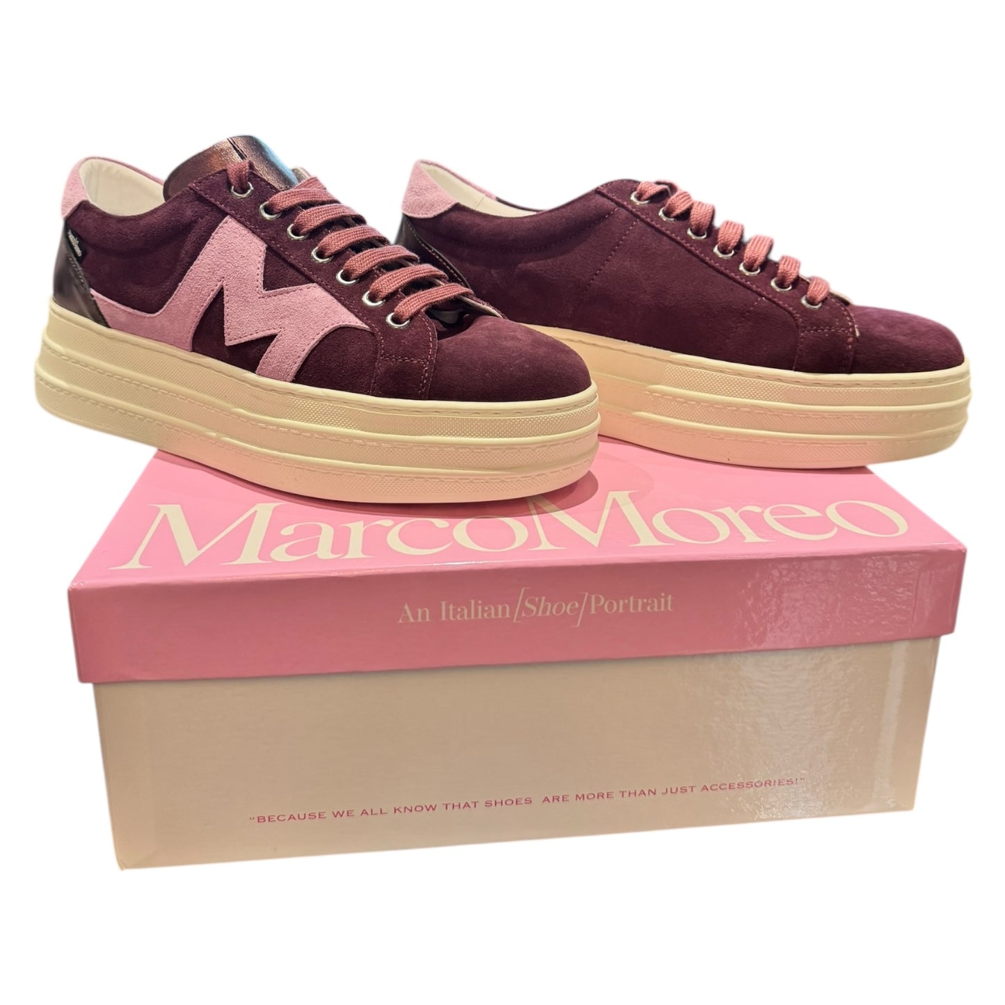 Marco Moreo Madonna Burgundy and Pink Platform Trainers - 40/7 - NEW