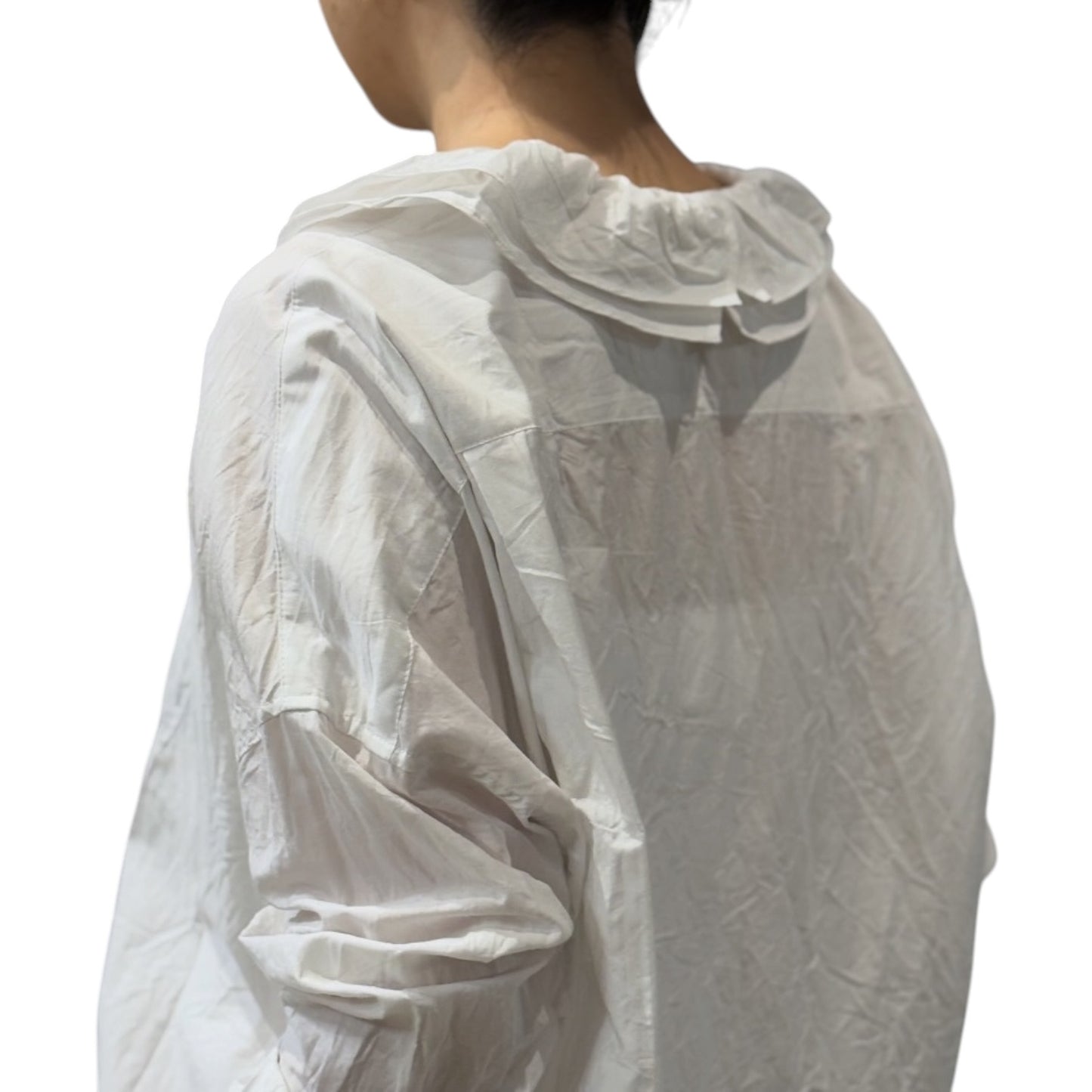 Toujours White Ruffle Collar Shirt - One Size
