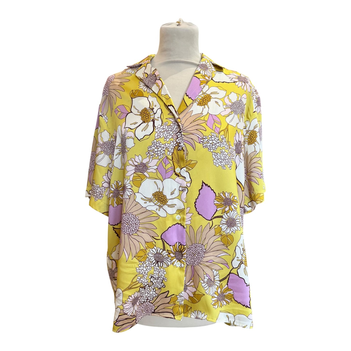 Sandro Yellow and Purple Satin Top - 14