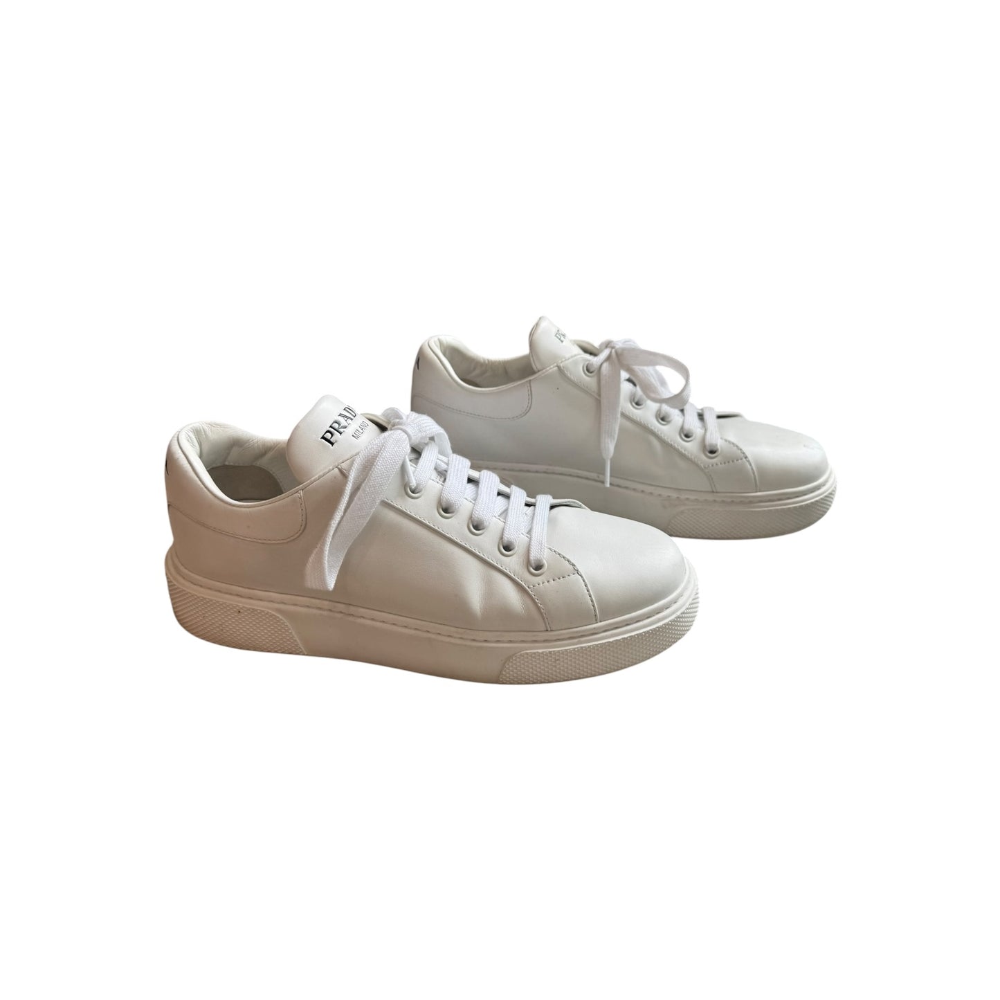 Prada White Leather Platform Trainers - 40/7