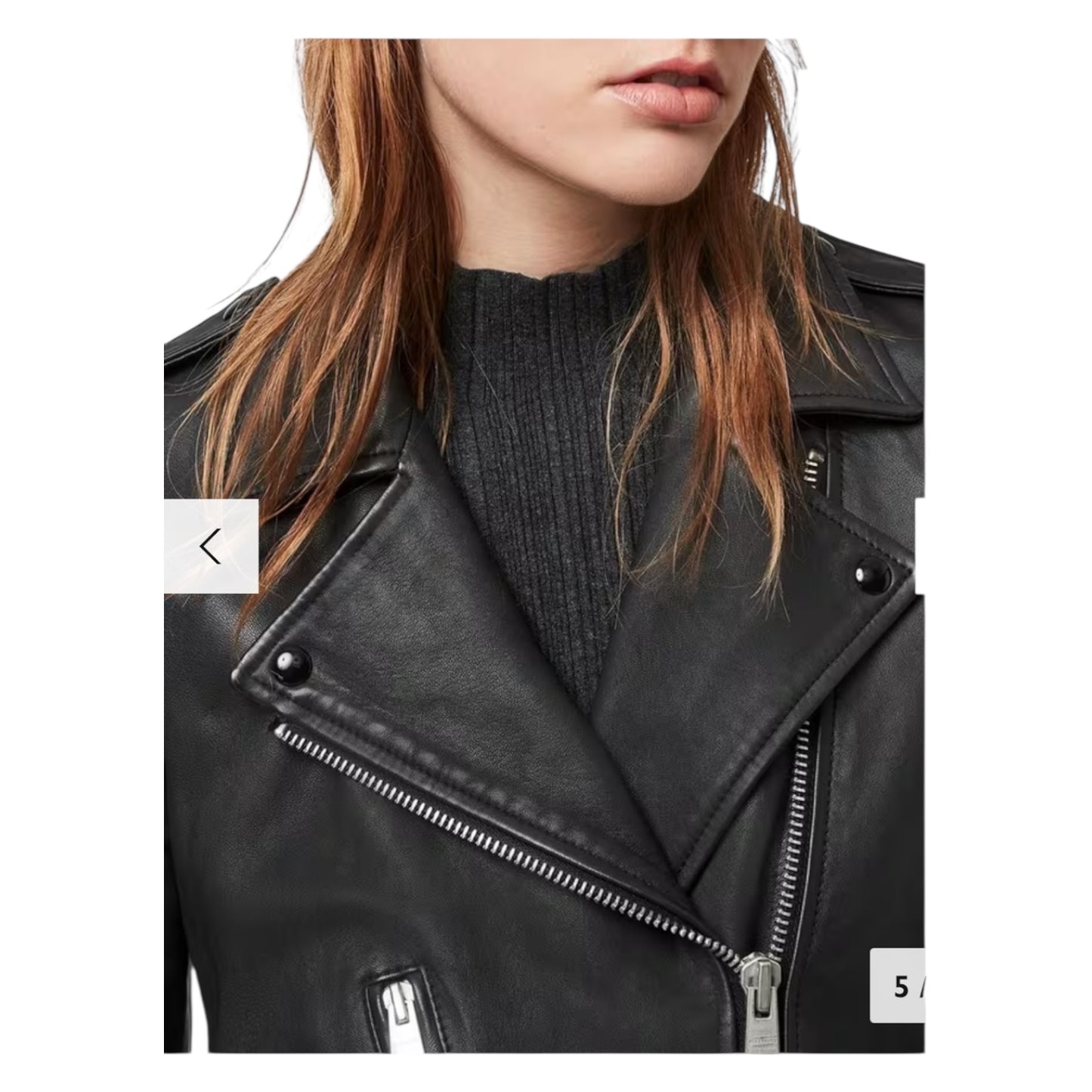AllSaints Elva Leather Biker Jacket in Black - 8