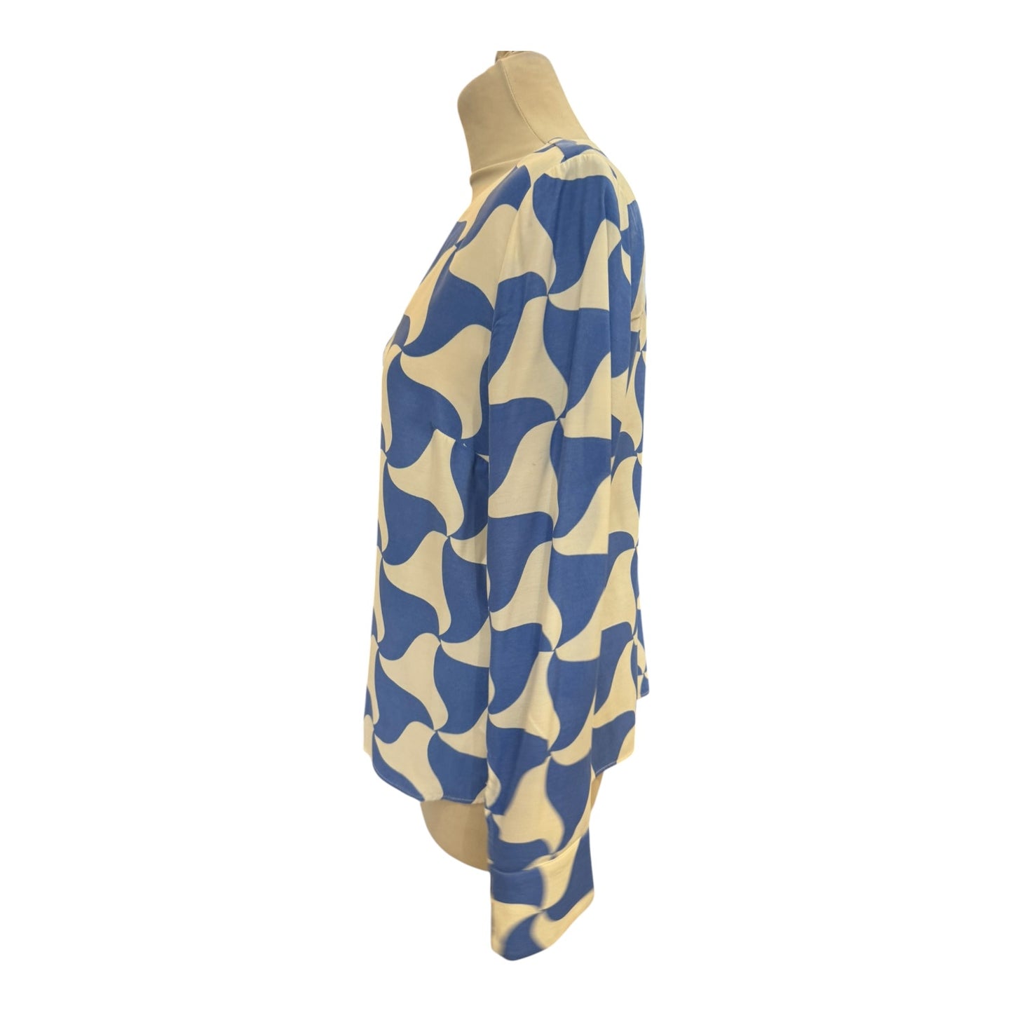 Whistles Blue and Cream Spun Triangle Blouse - 10