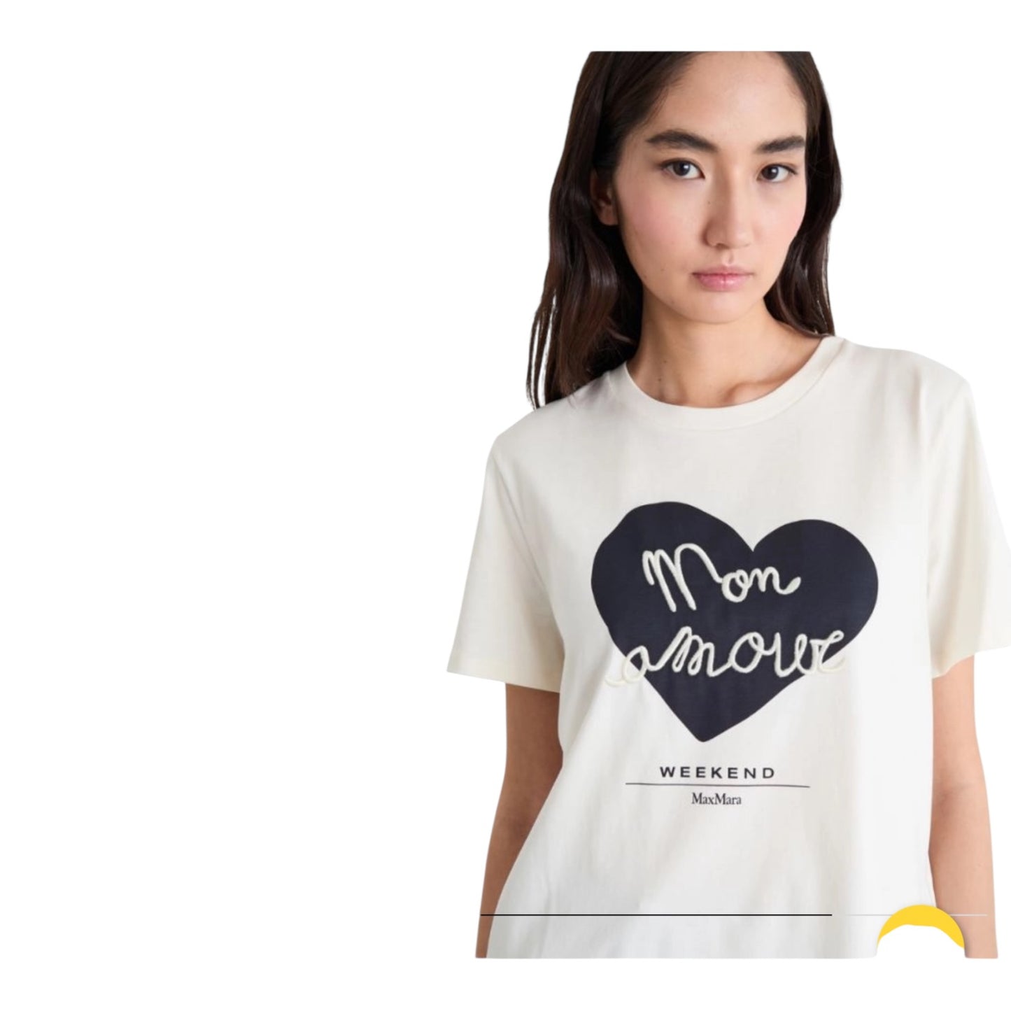 Weekend Max Mara Vello Mon Amour Cream Navy T Shirt - 10