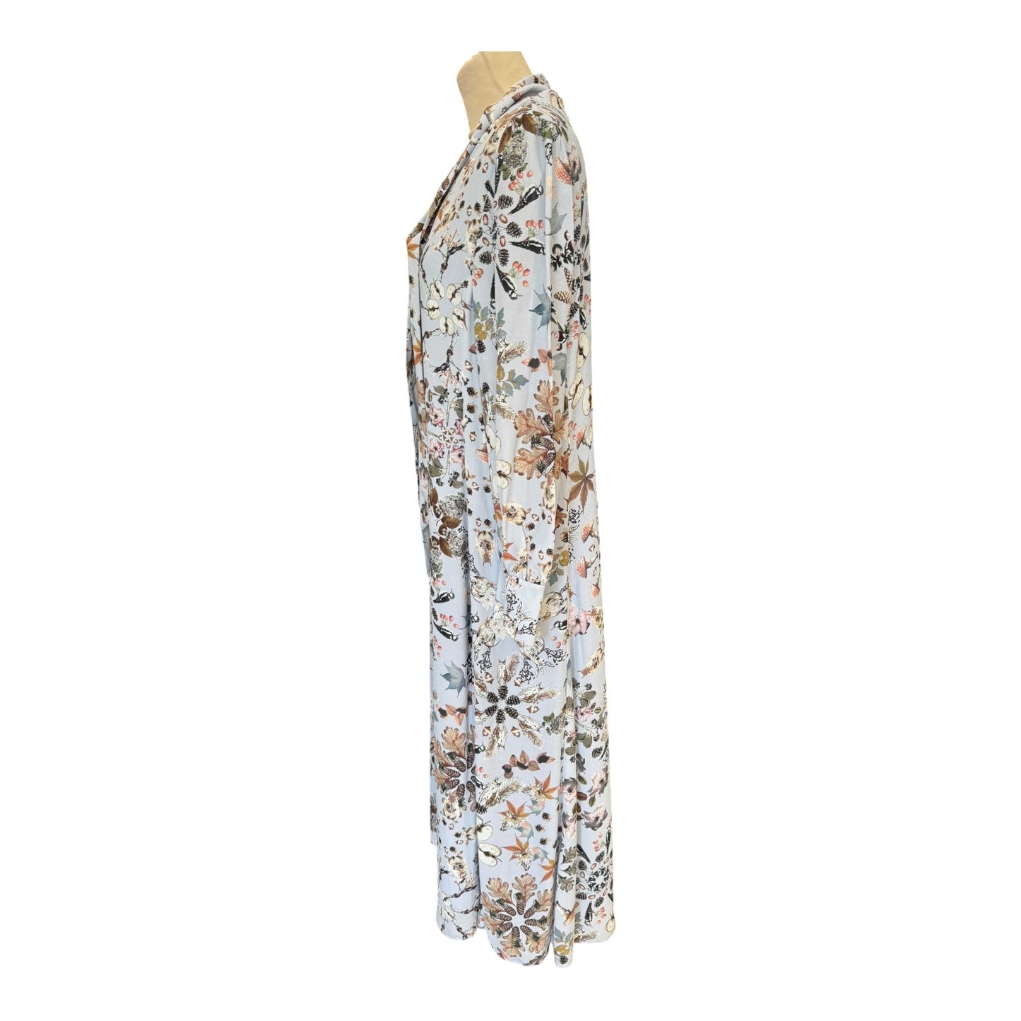 Marc Cain Tie Neck Blue Autumnal Print Dress - 14