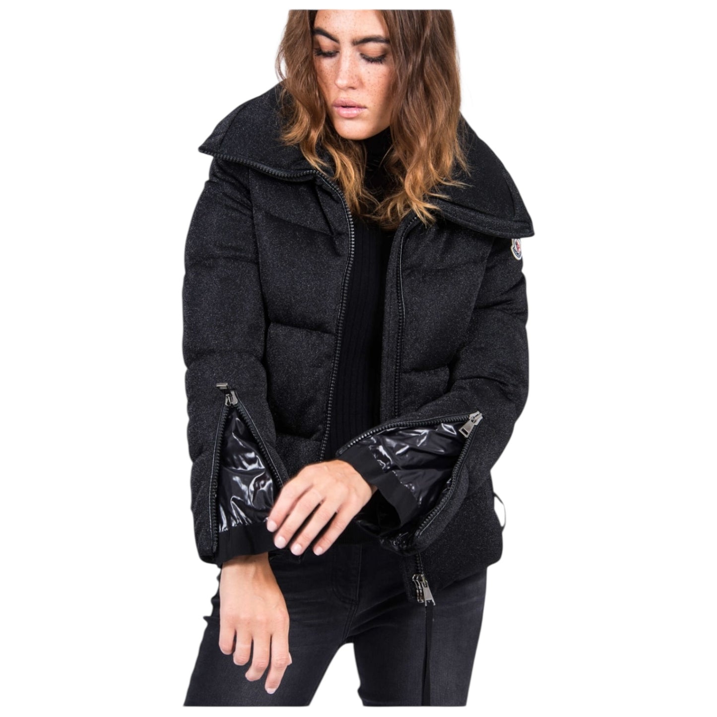 Moncler Bandama Black Glitter Puffer Jacket - 8