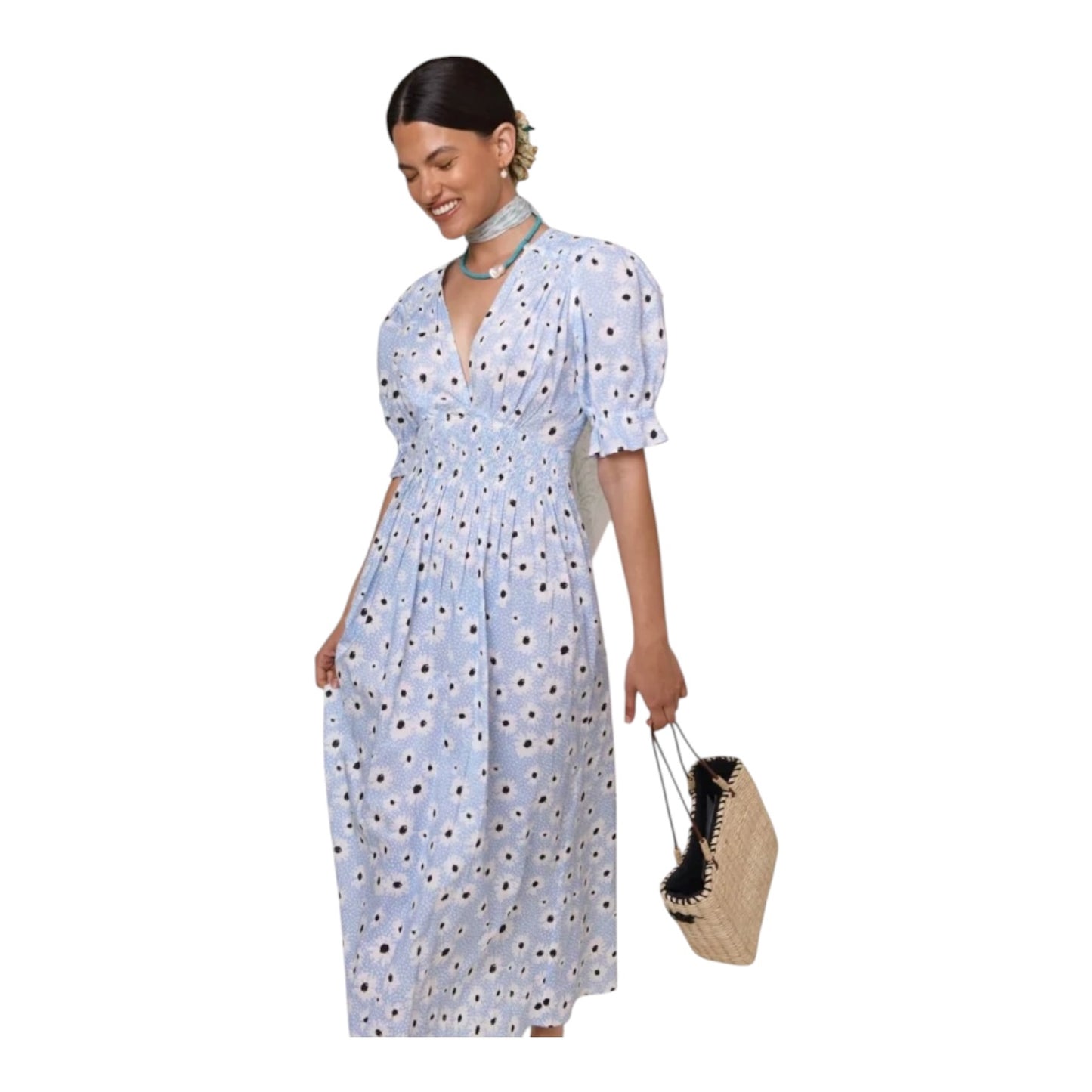 Rixo Sabi Blue Floral Print Dress - 14