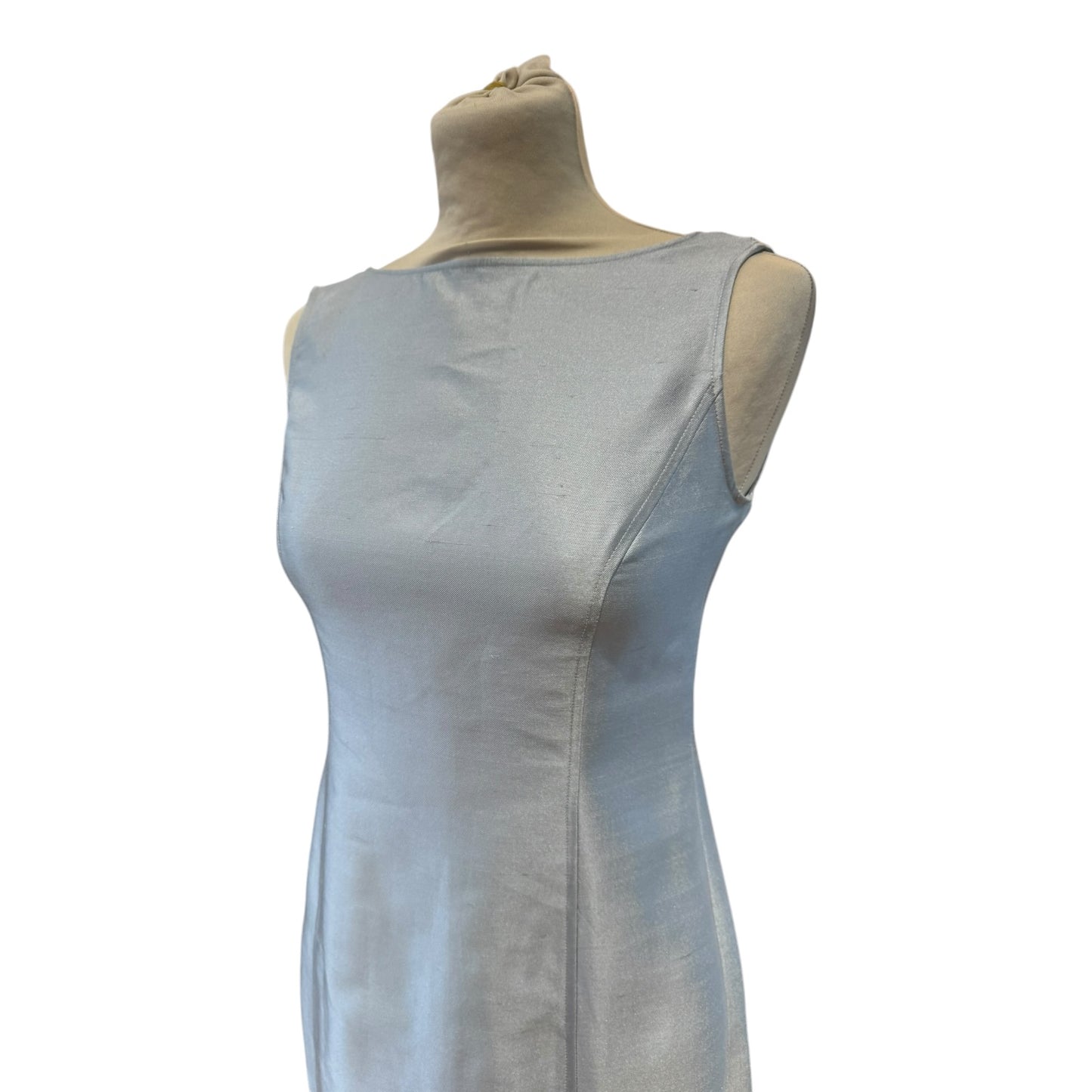 Armani Silver Silk and Wool Shift Dress - 6/8