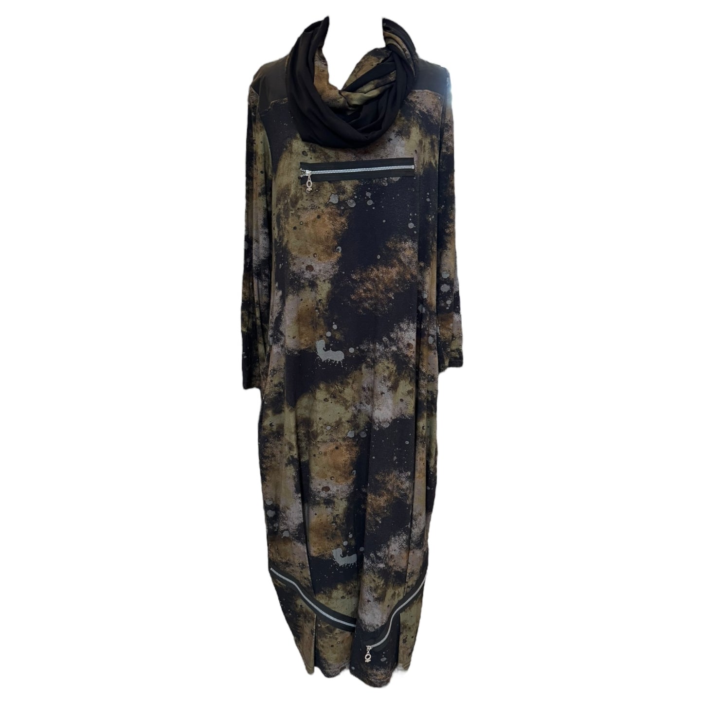 My Soul Khaki and Black Dress with Snood - 12
