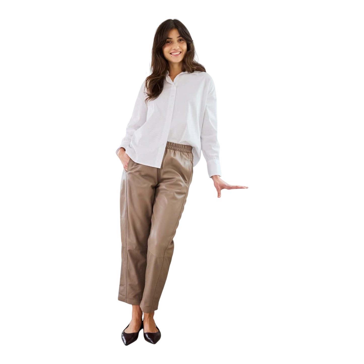 Fransa Taupe Leather Two Piece - 10 - NEW