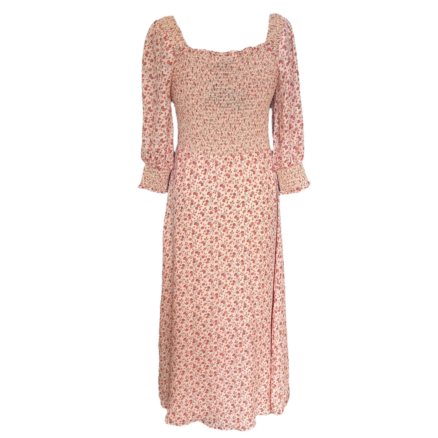 Whistles Peach Floral Silk Midi Dress - 10 - NEW