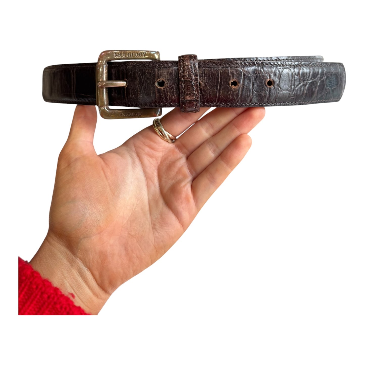 Mulberry Brown Croc Effect Leather Belt