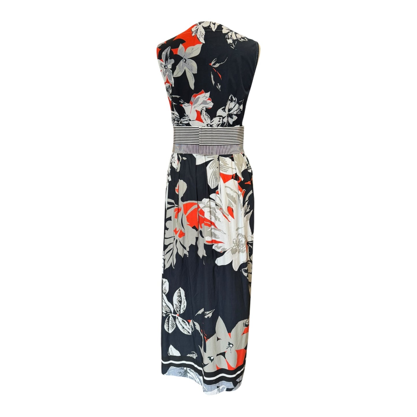Sara Roka Navy and Coral Floral Wrap Dress - 12