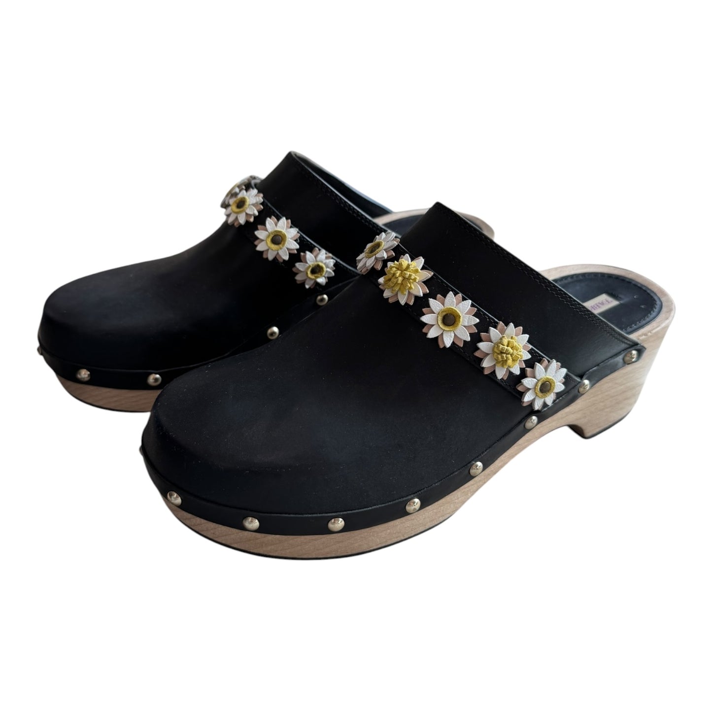 Fabrizio Viti Black Jean Daisy 50 Leather Clogs - 40/7