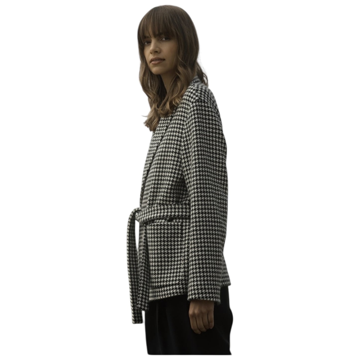 Magee Klara Black and White Houndstooth Wrap Jacket - 14/16 - NEW