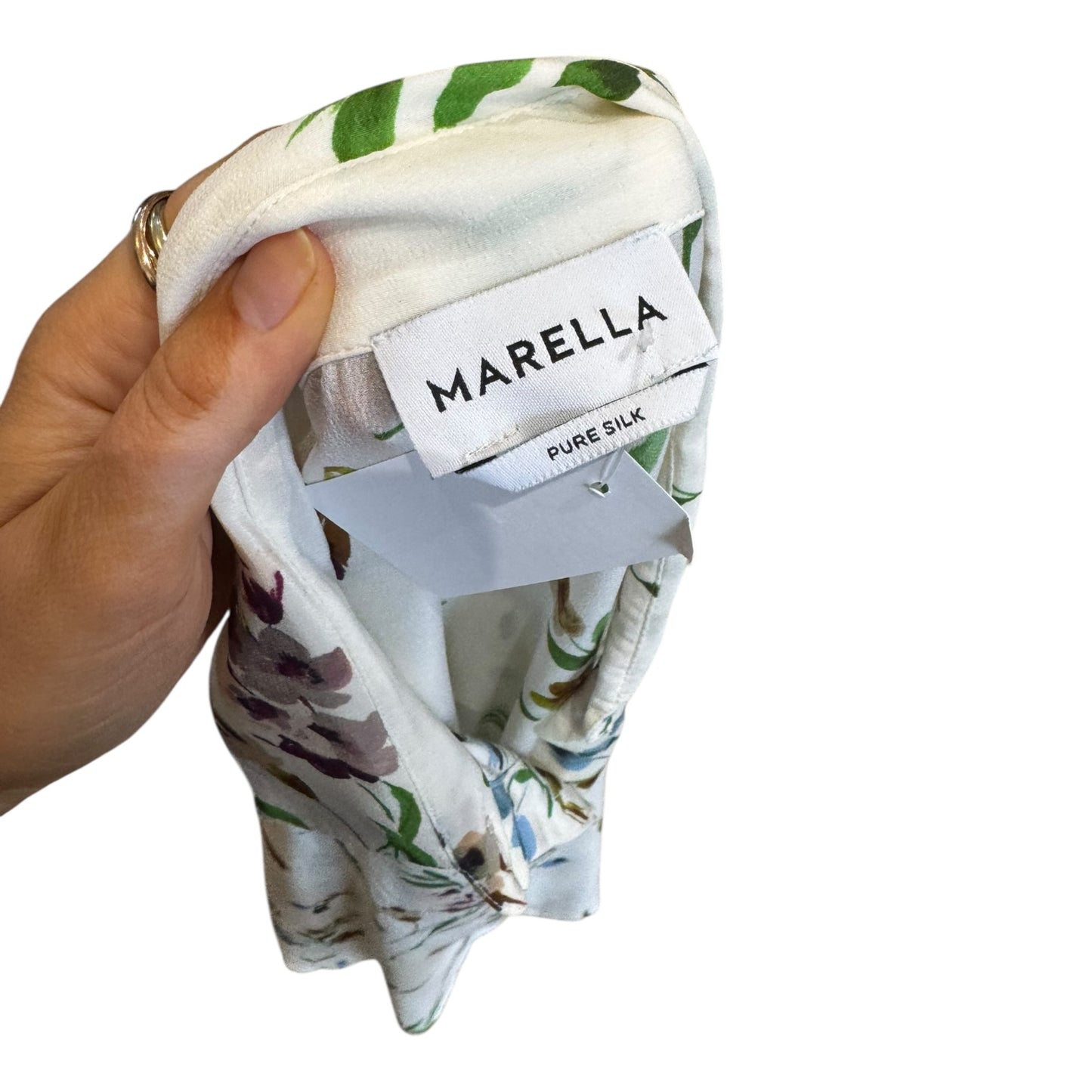 Marella Faretra Cream Floral Silk Blouse - 16