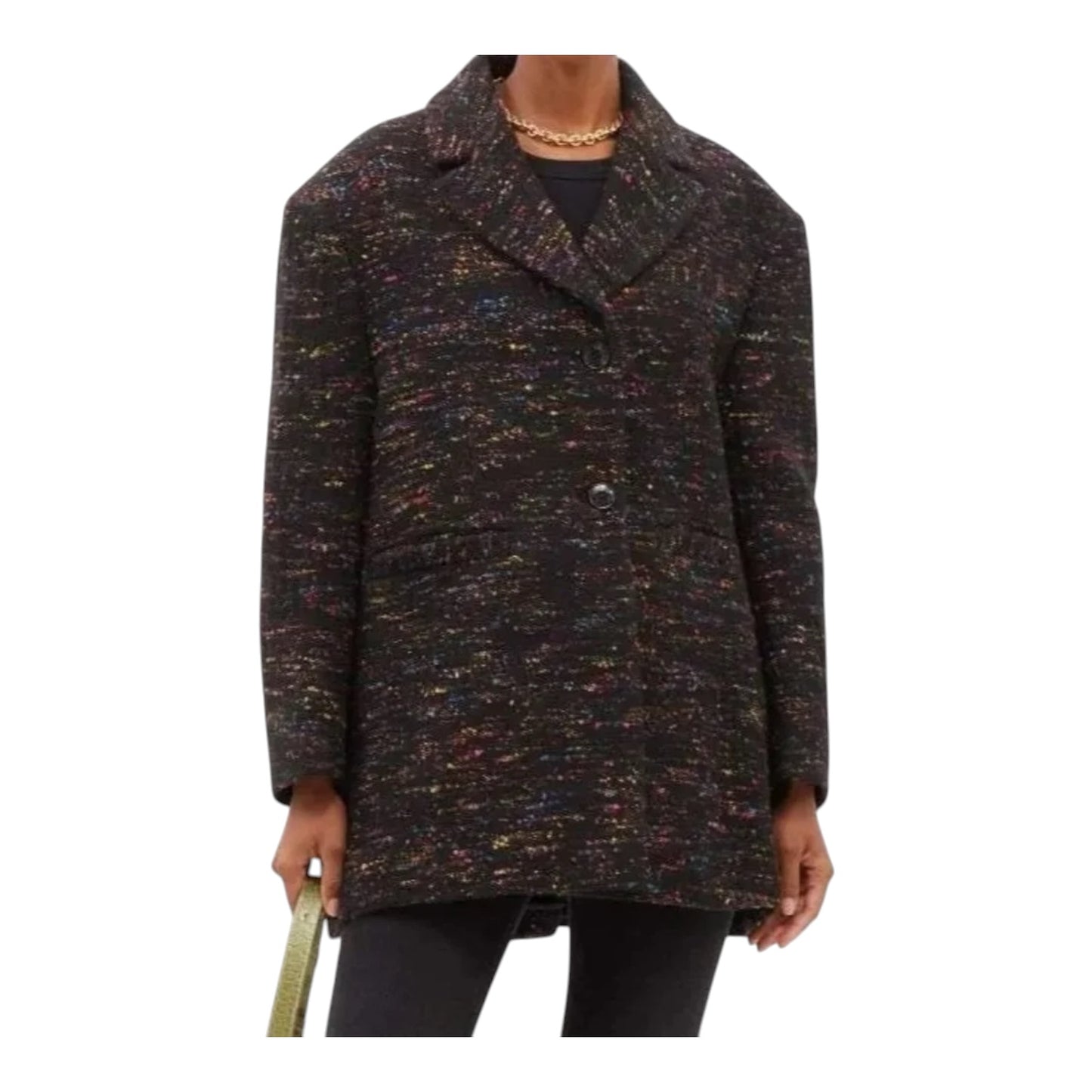 Ganni Black Rainbow Tweed Skirt Suit - 8