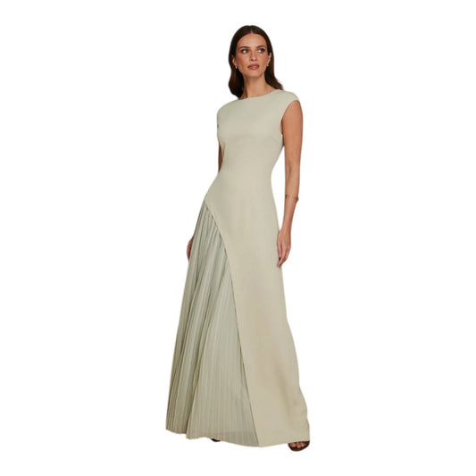 Six Stories Elena Cap Sleeve Pleated Maxi Dress Pistachio - 10