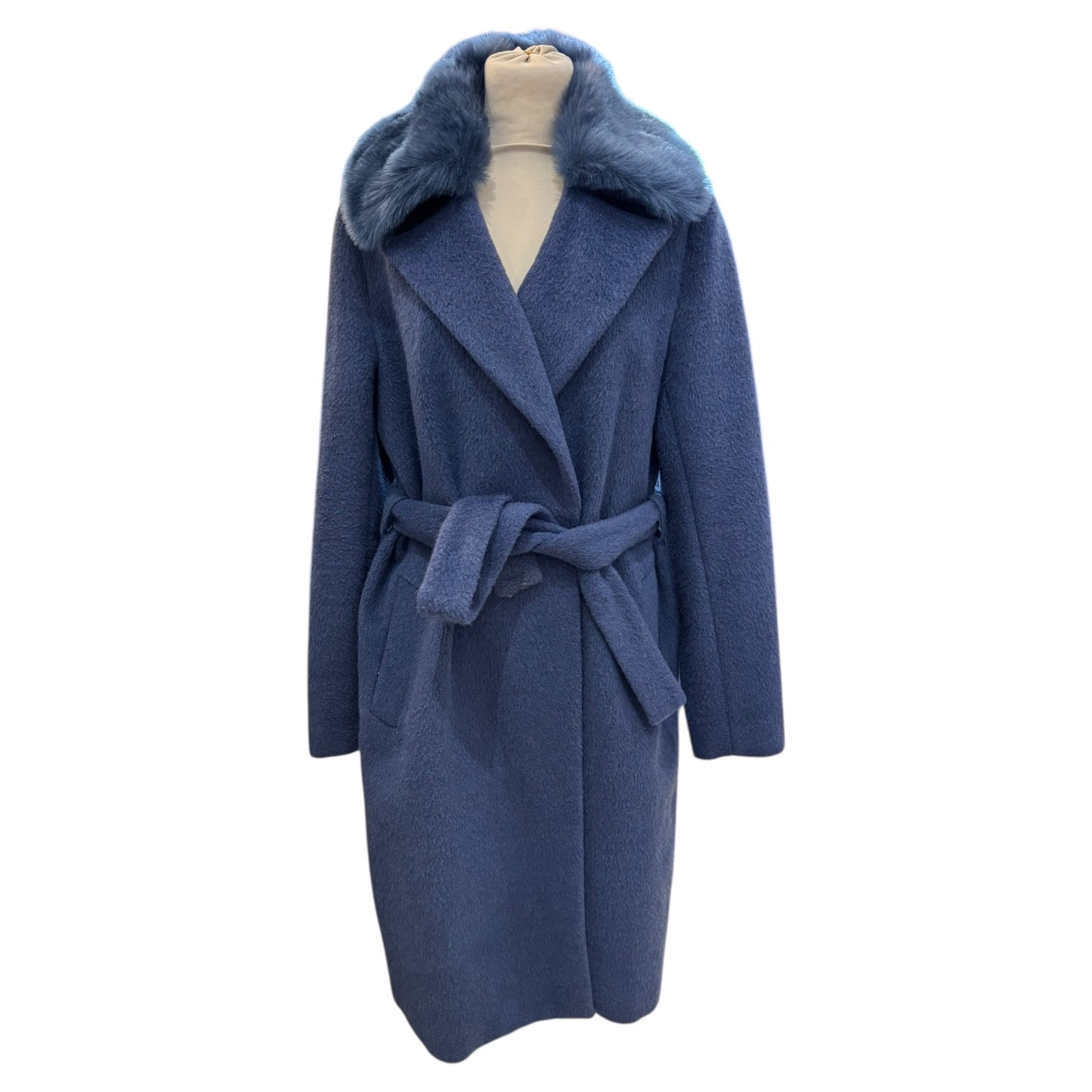 Guess Brenda Blue Coat with Faux Fur Collar - 12/14
