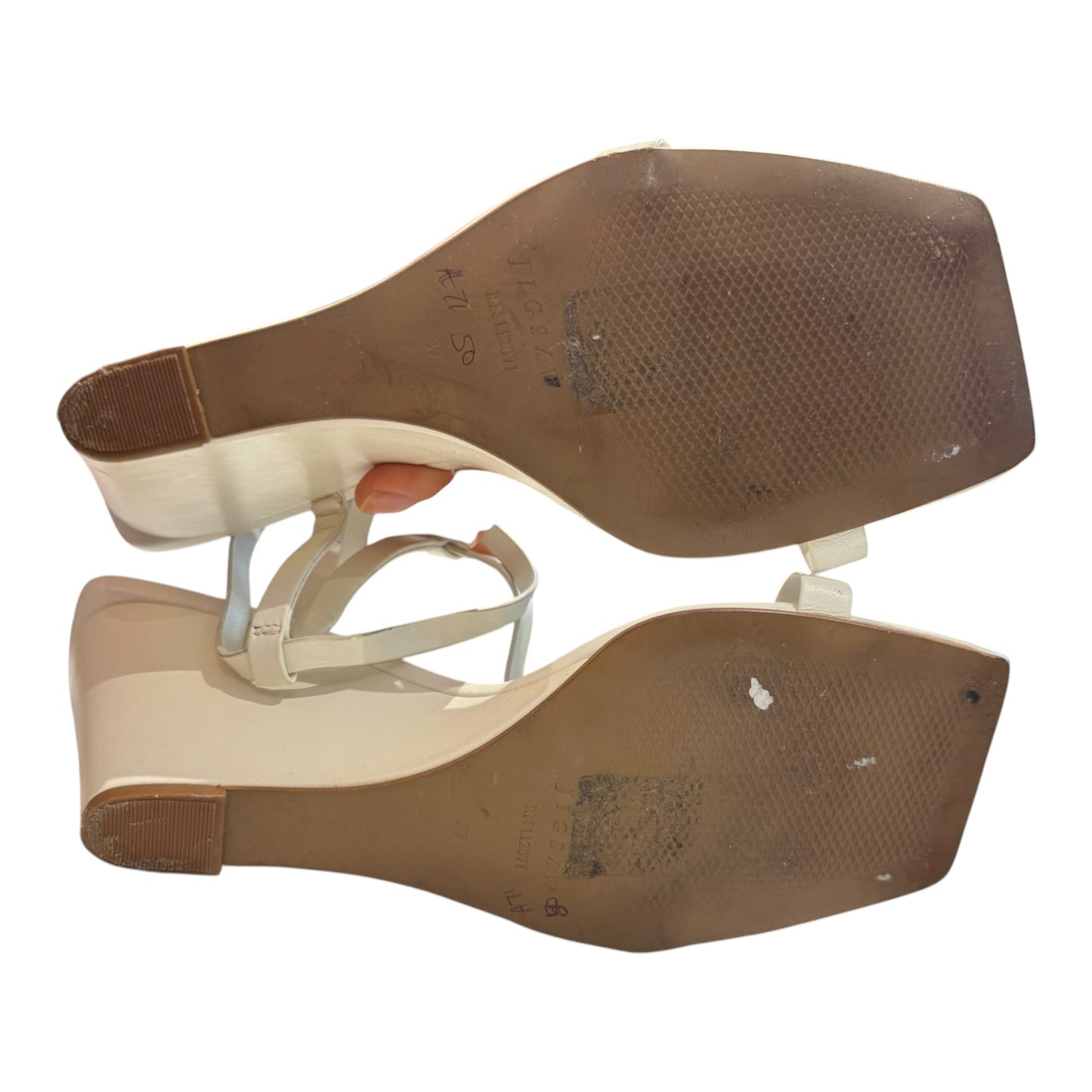Jigsaw Cream Pippa Skinny Strap Wedge Heel - 37/4
