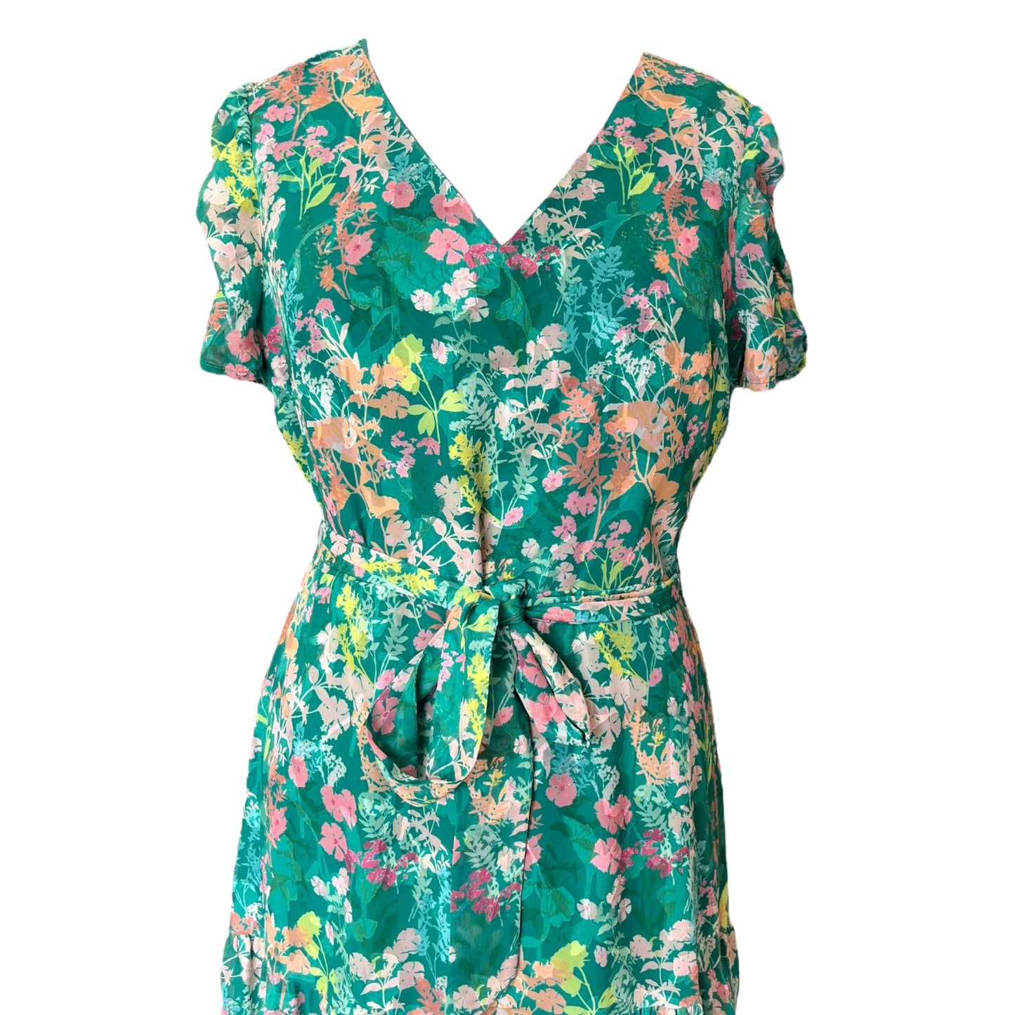 Phase Eight Green Floral Dress - 14