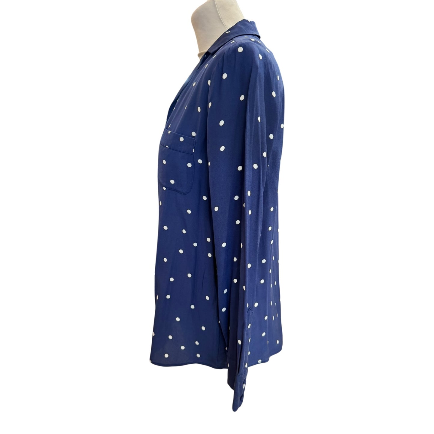 Sezane Navy Spot Silk Shirt - 10