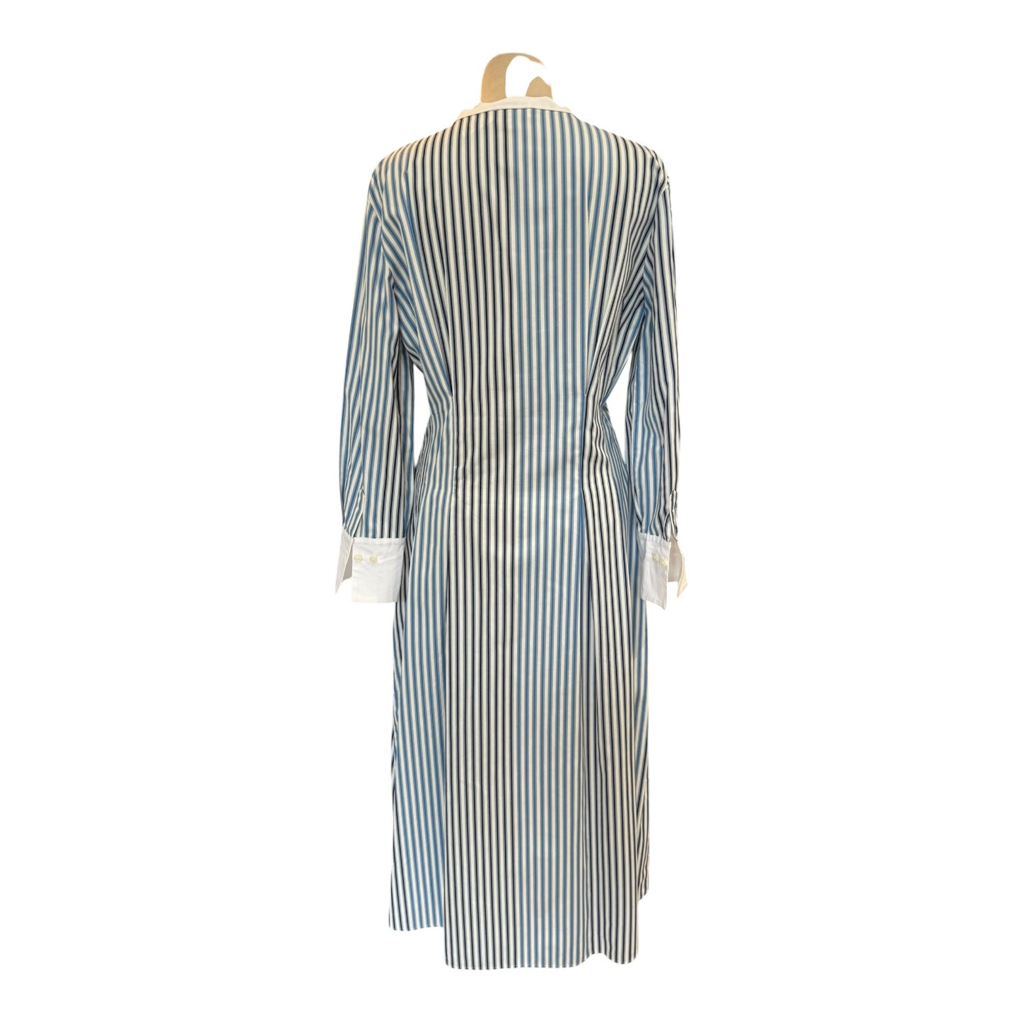 Jaeger Pure Cotton Blue Striped Midi Waisted Dress - 10