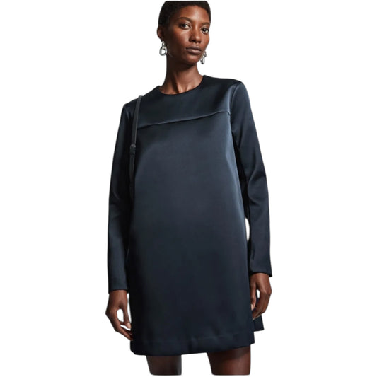 COS Navy A-Line Satin Dress - 8