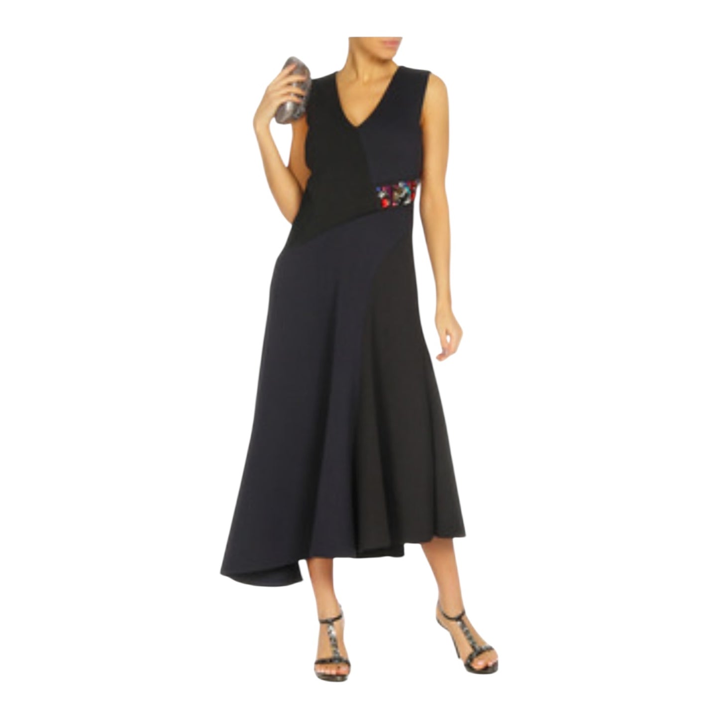 DKNY Navy and Black Evening Dress - 14/16 - NEW