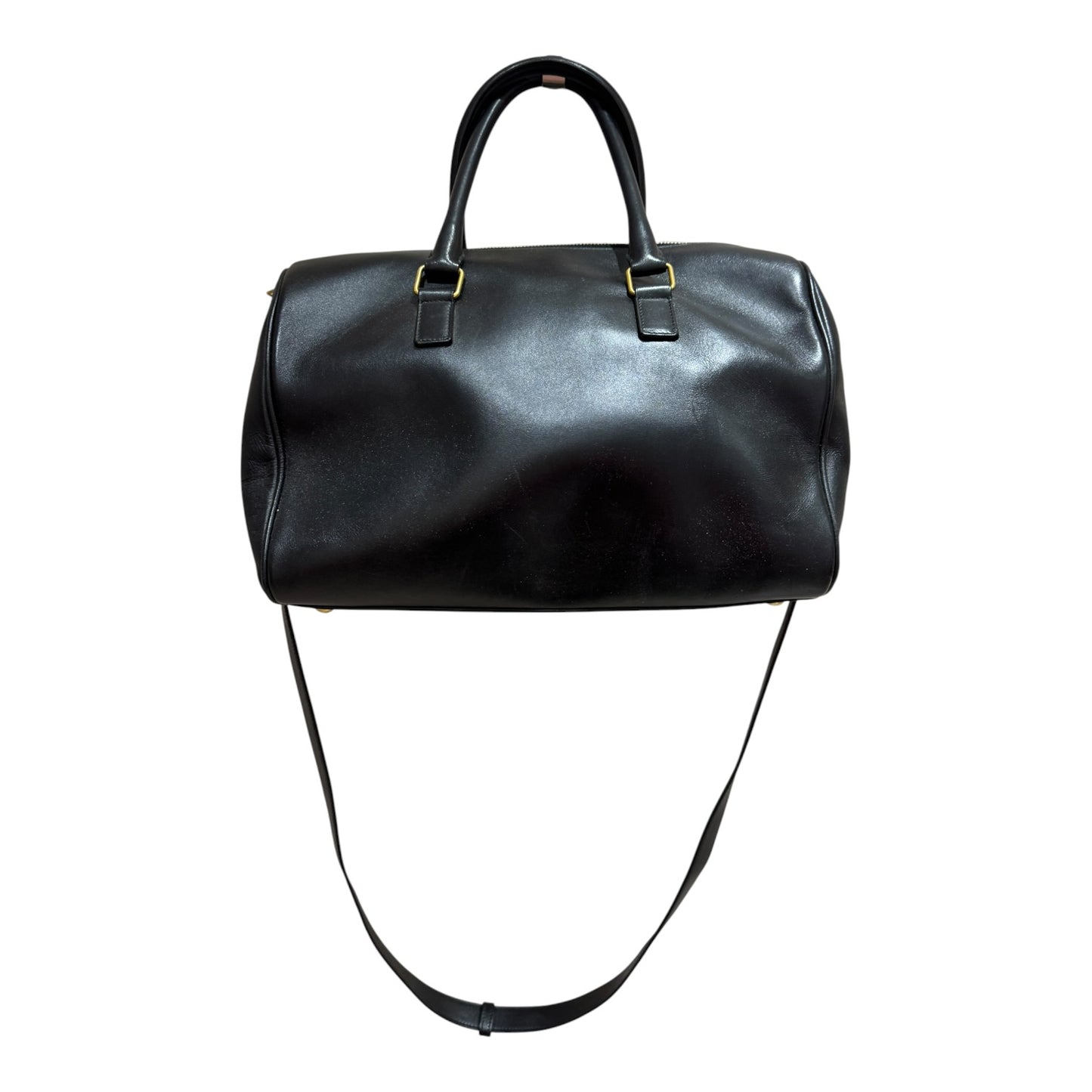 Yves Saint Laurent Black White Bicolor Calfskin Leather Duffle 6 Bag