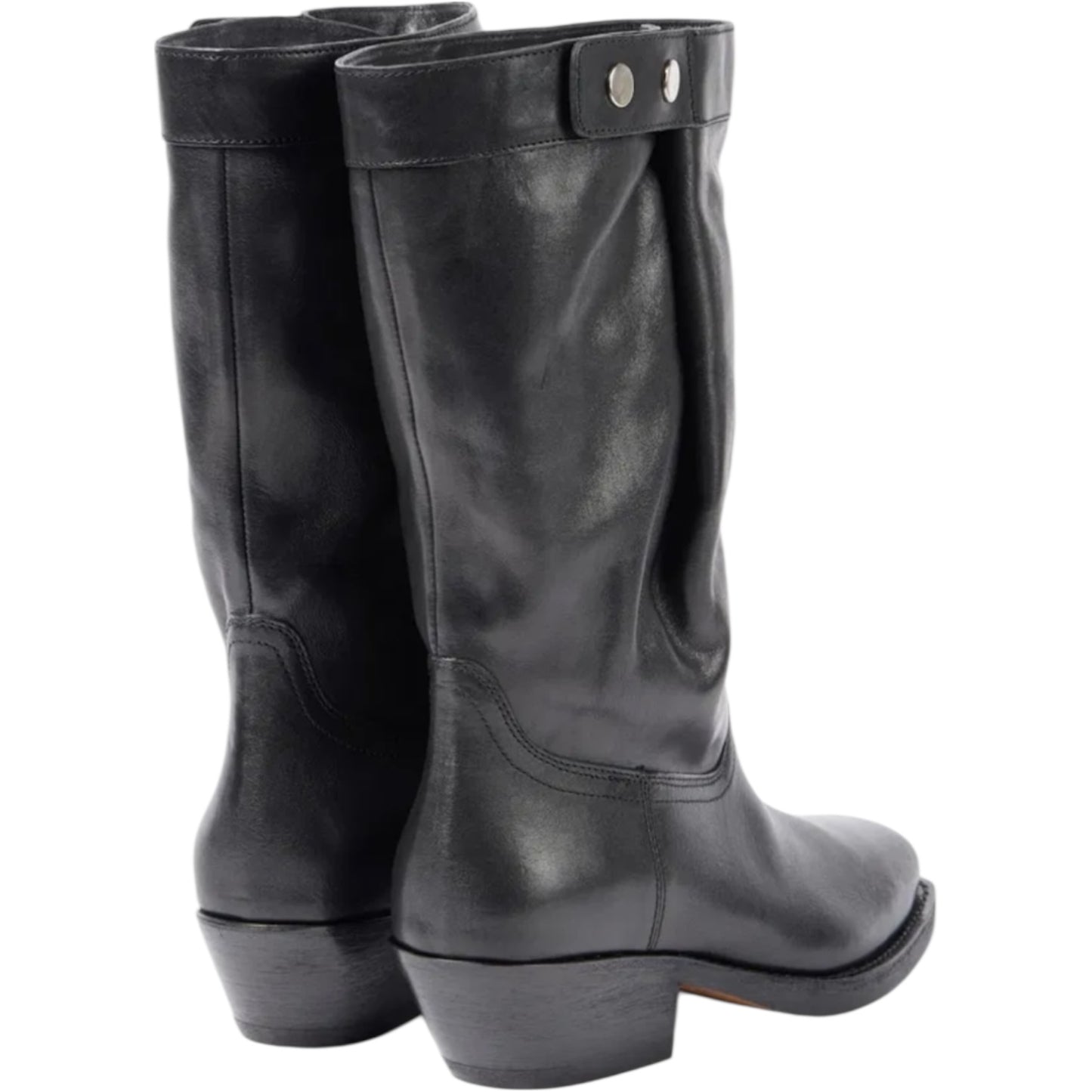 Isabel Marant Ademe Black Leather Cowboy Boots - 39 / 6 - NEW