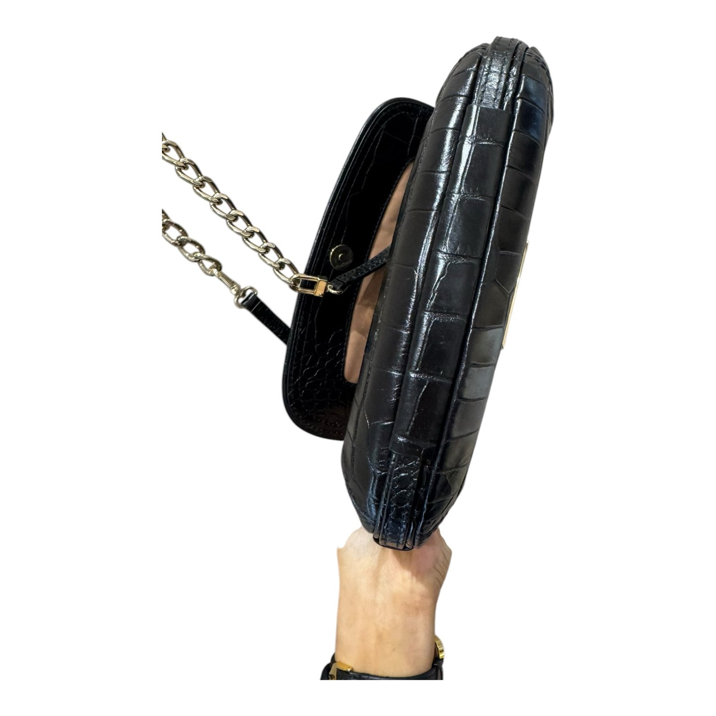 Weekend Max Mara Black Croc Crossbody Bag