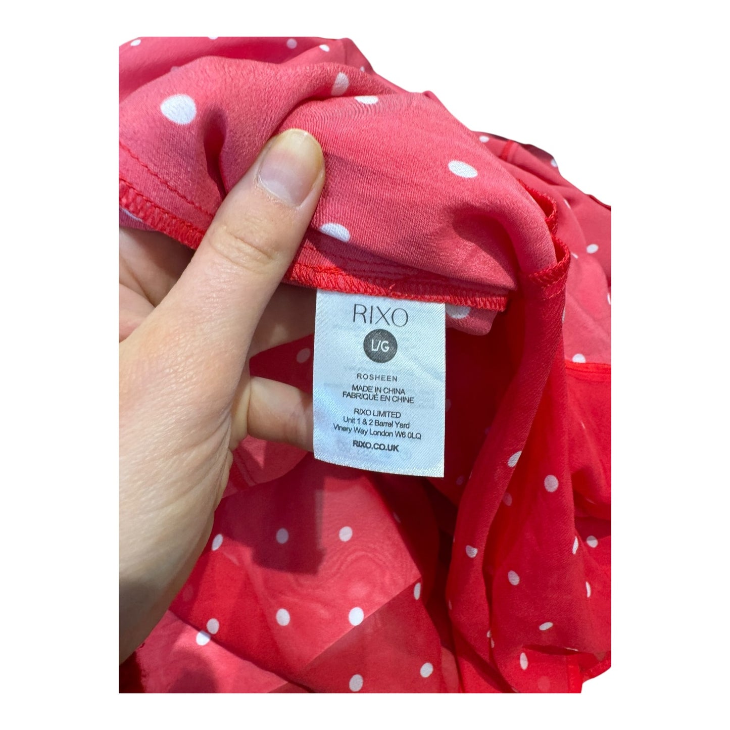 Rixo Rosheen Red Polka Dot Silk Blend Dress - 14