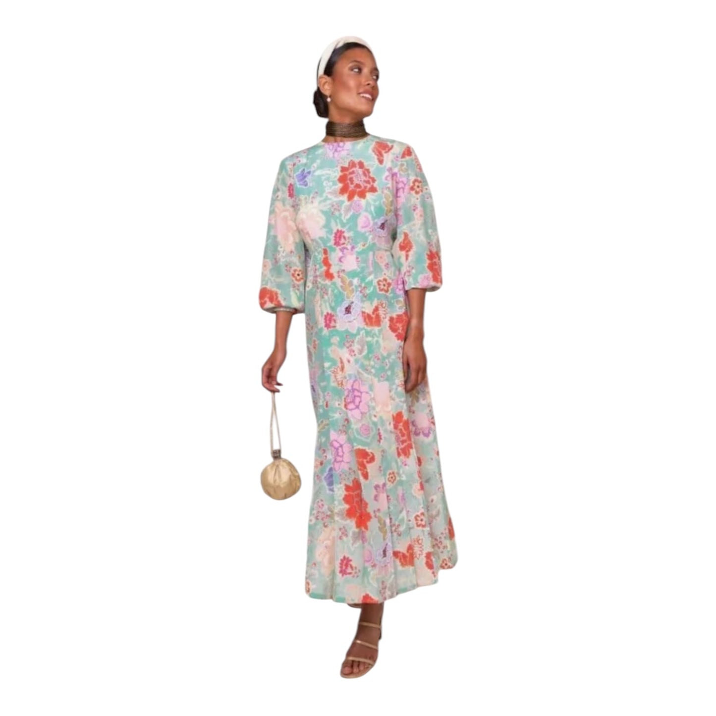 Rixo Emma Mint Peony Floral Dress - 16 - NEW