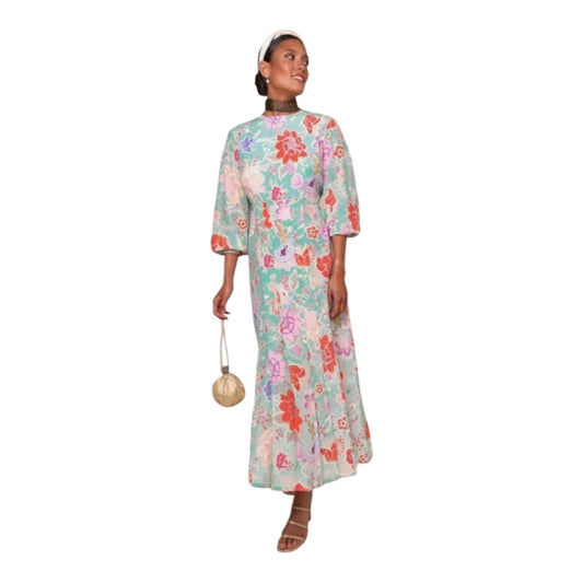 Rixo Emma Mint Peony Floral Dress - 16 - NEW