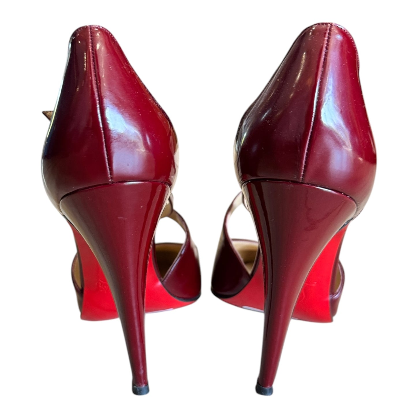 Christian Louboutin Triclo 100 Patent Burgundy Heels - 41 / 8