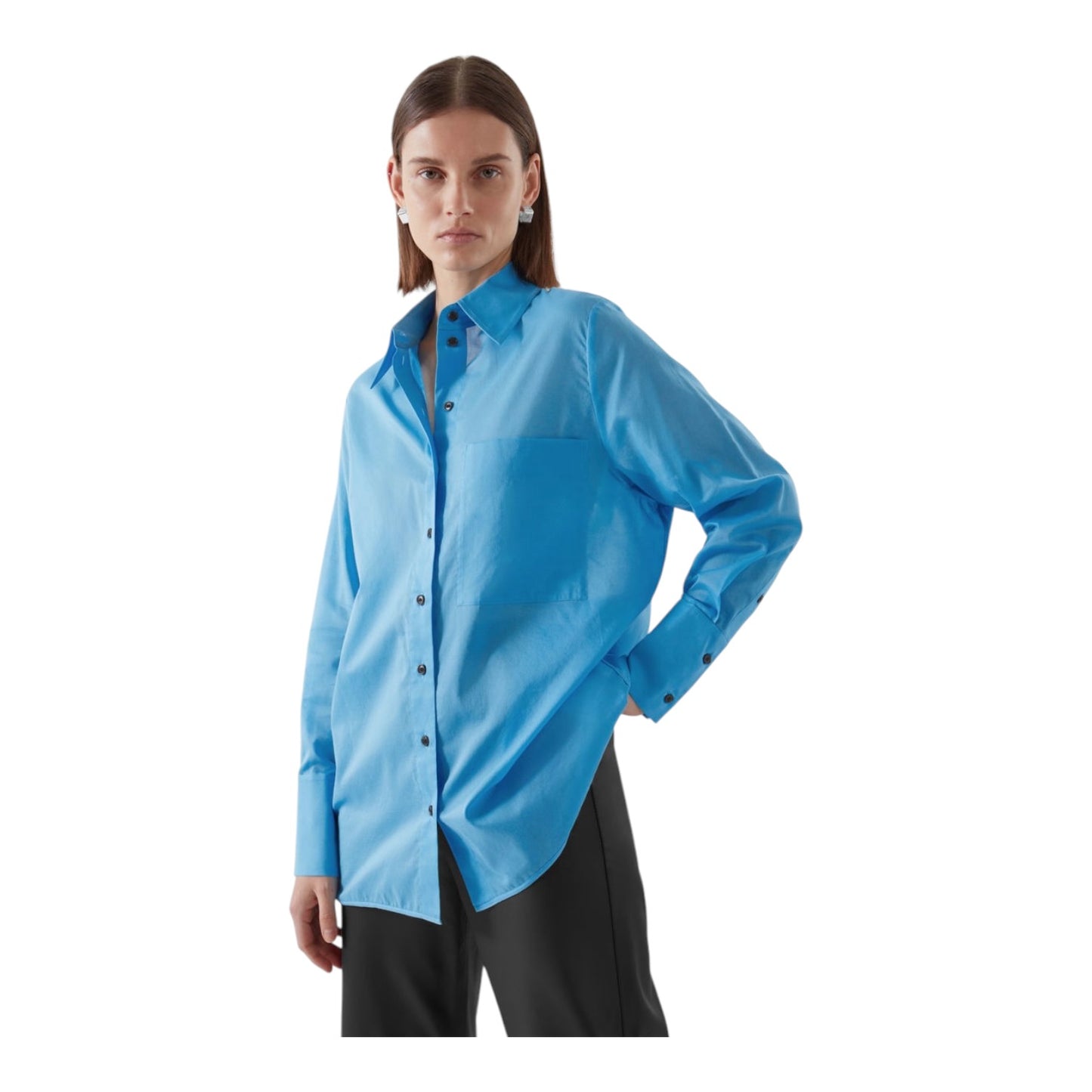 COS Blue Oversized Longline Shirt - 12
