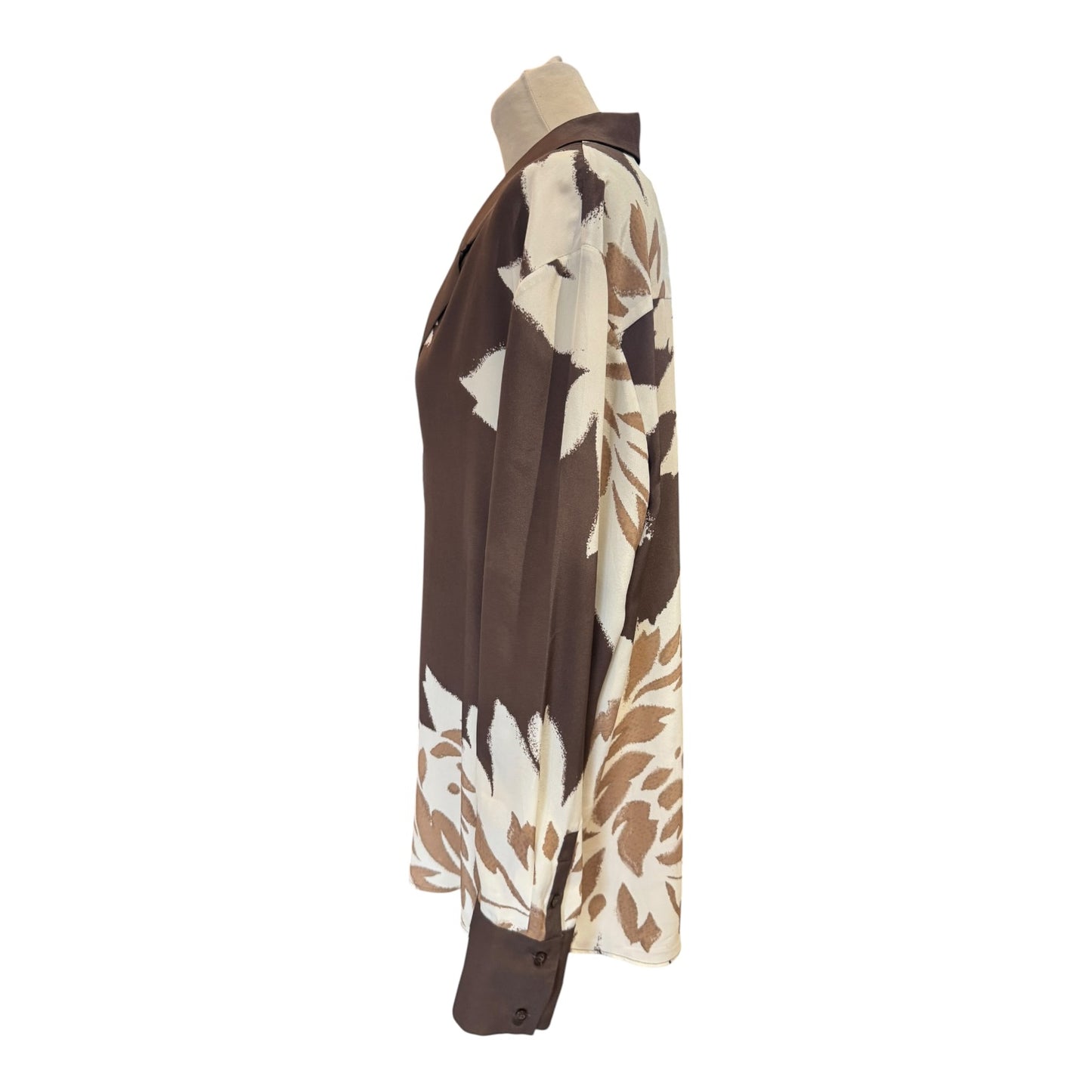 Sir Brown Floral Silk Satin Shirt - 14/16