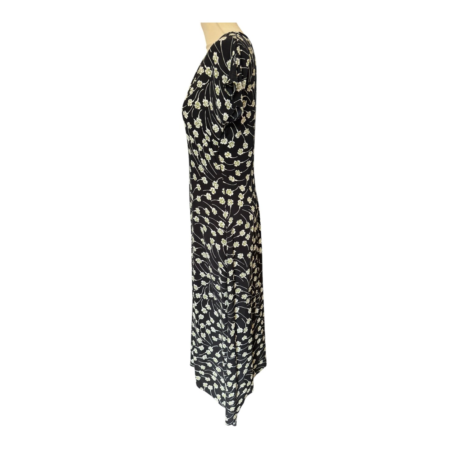 Jigsaw Black Floral Midi Dress - 6