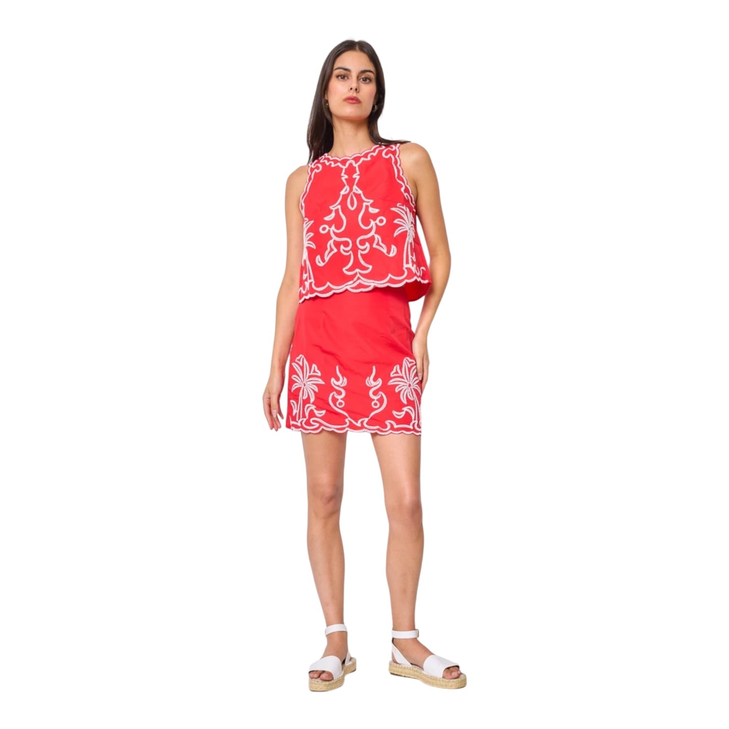 Frime Red Cotton Embroidered Crop Top - 12