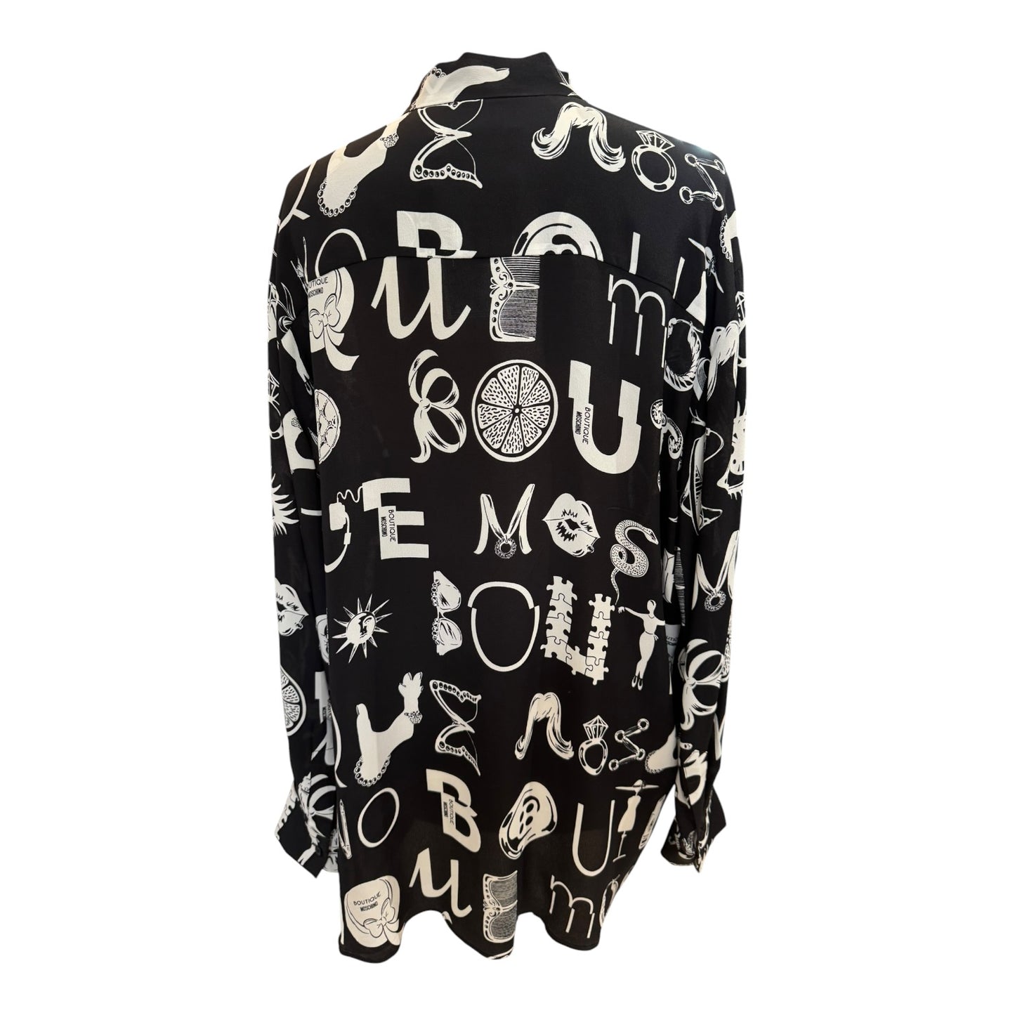 Boutique Moschino Black Tie Neck Silk Top - 14/16
