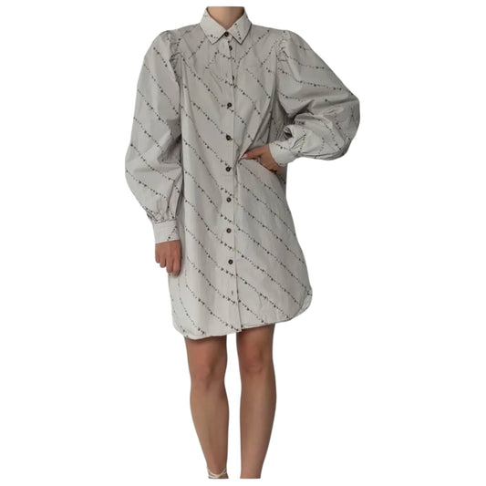 Ganni Vapour Blue Cotton Poplin Shirt Dress - 10 - NEW