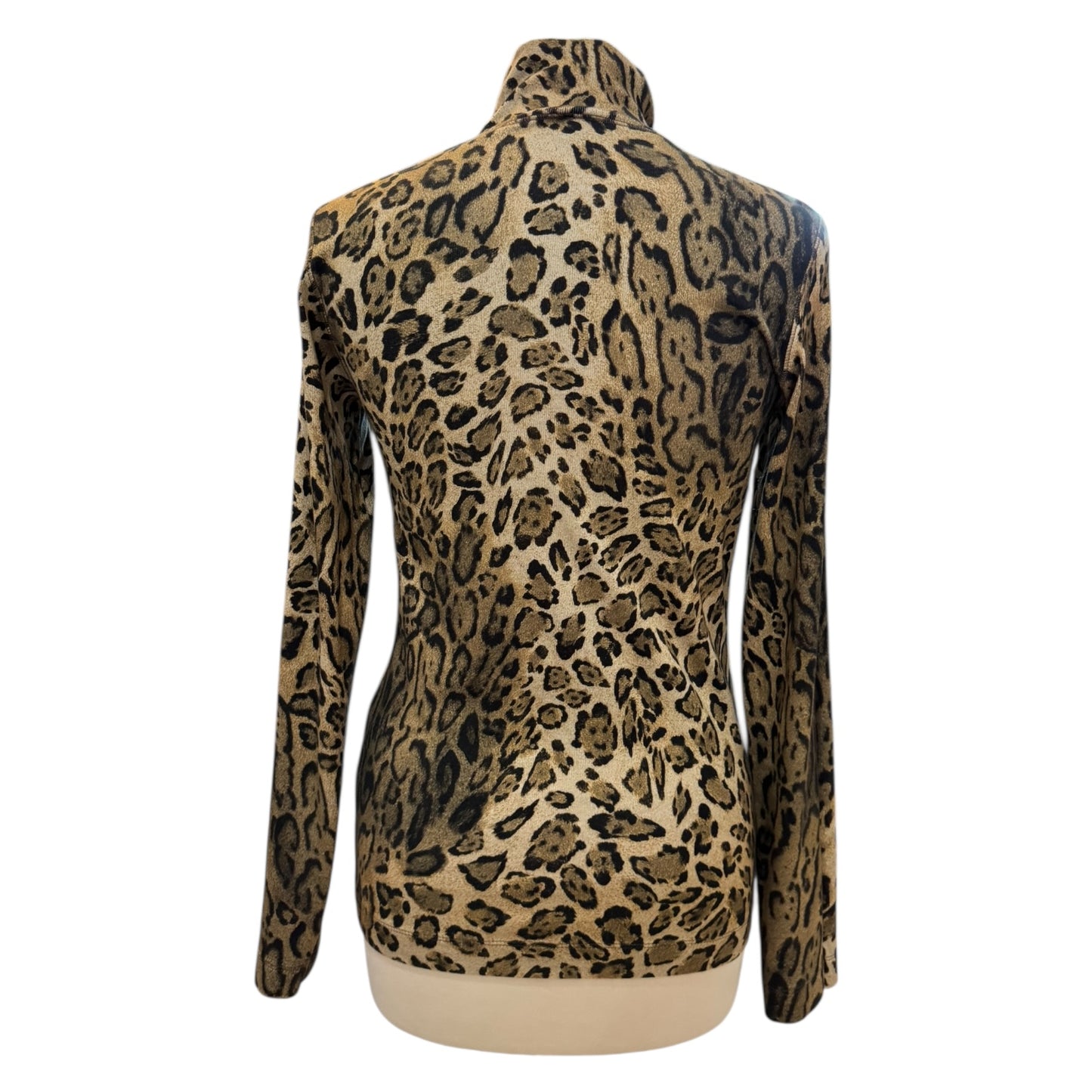 Marc Cain Tan and Black Animal Print Polo Neck Top - 14