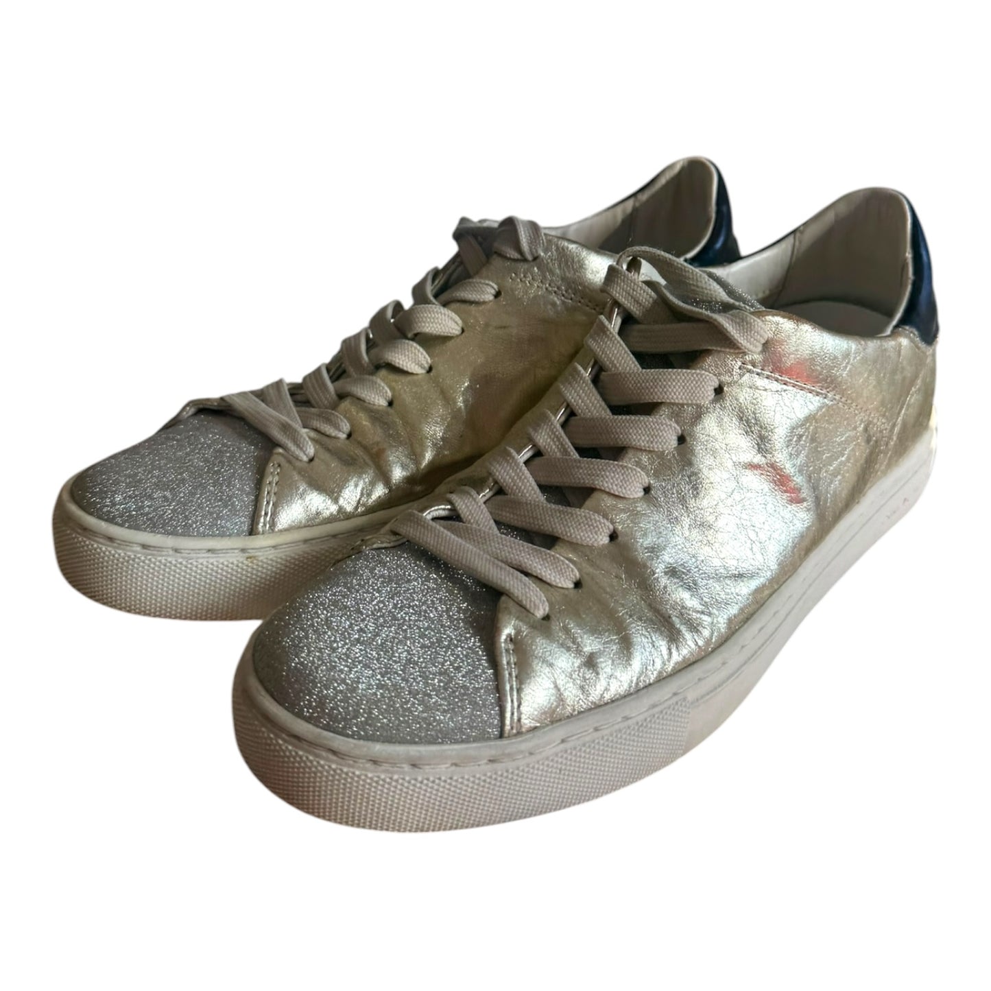 Crime London Champagne Silver Trainers - 37/4