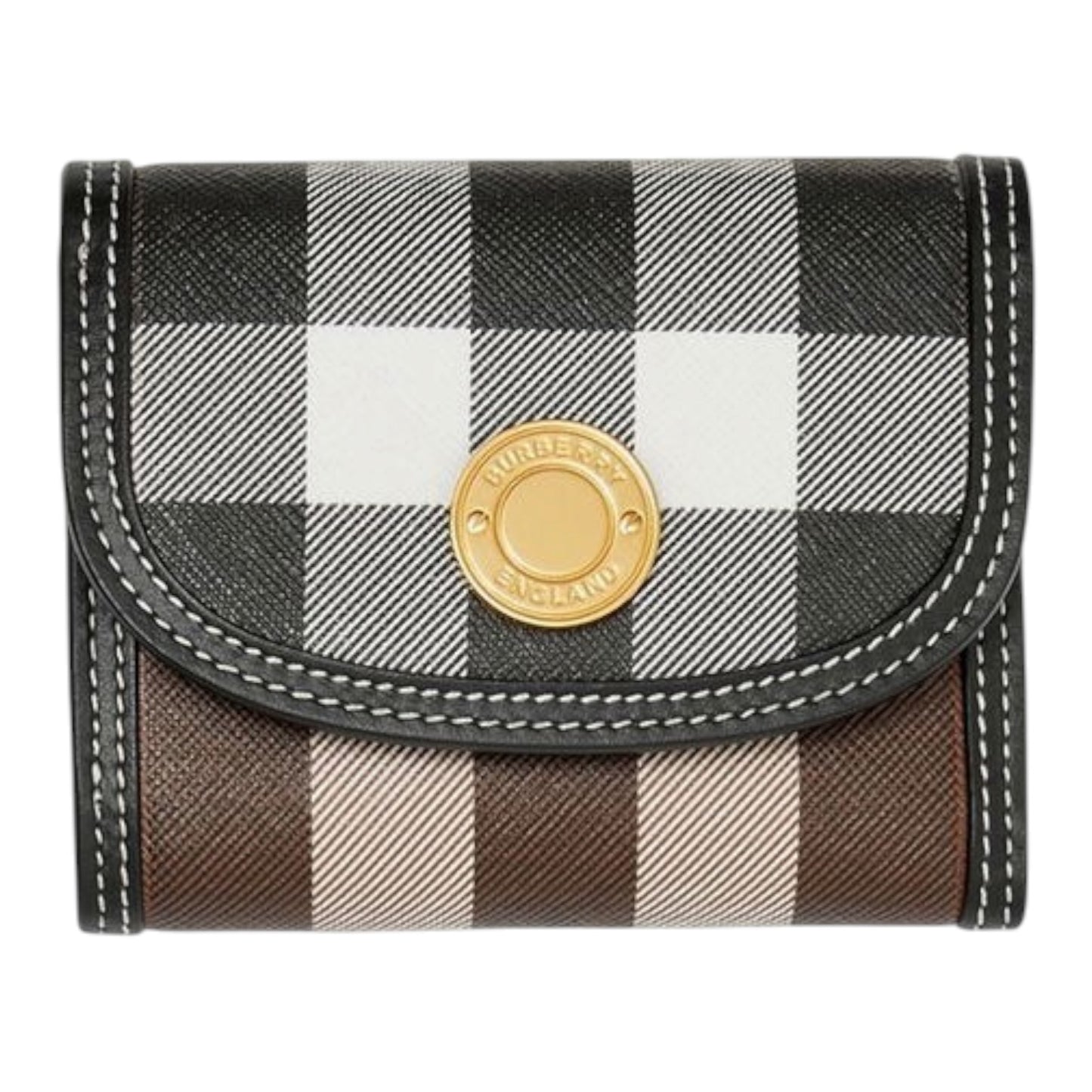Burberry Check Leather Small Folding Wallet - NEW