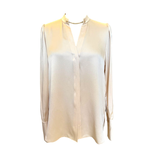 Marc Cain Oyster Pure Silk Blouse with Chain Detail - 12/14