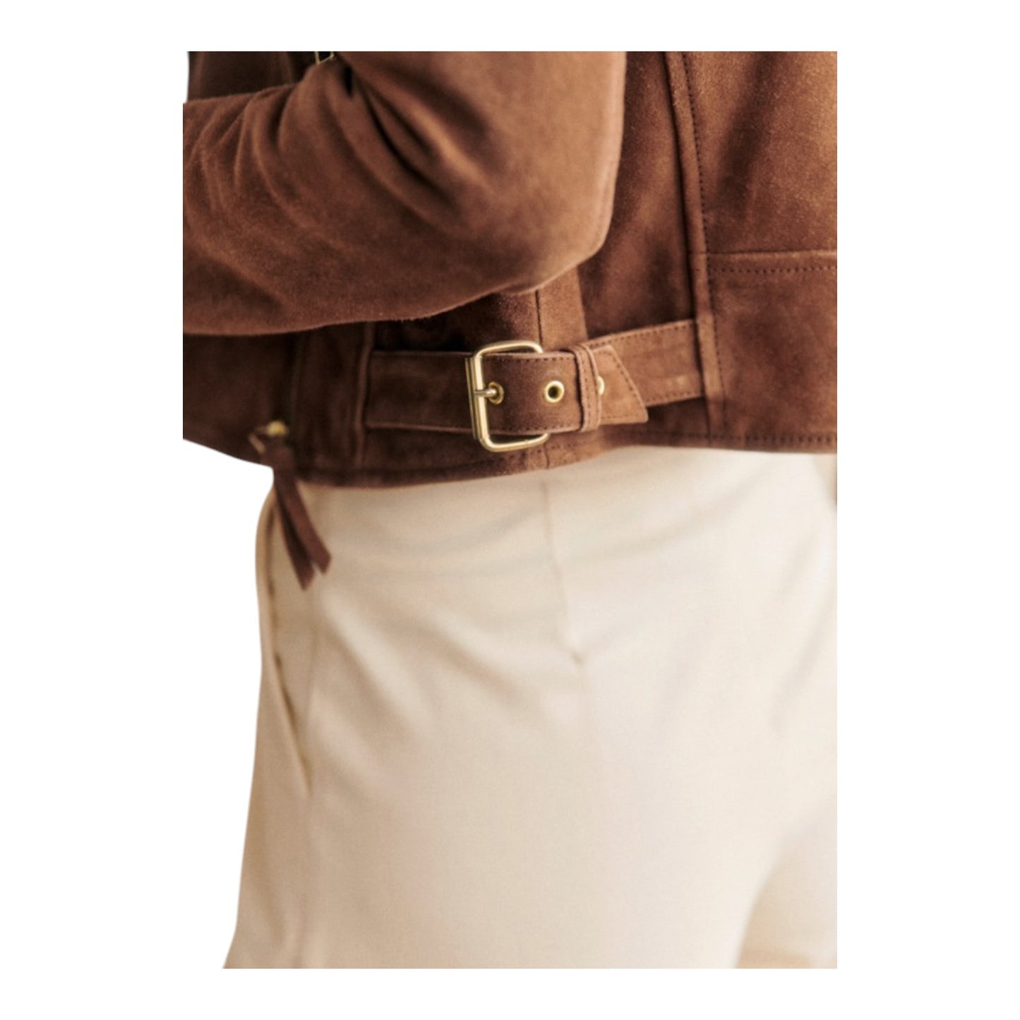 Sezane Brown Suede Zig Jacket - 8/10