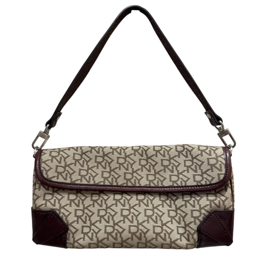 DKNY Monogram Canvas and Brown Leather Shoulder Bag