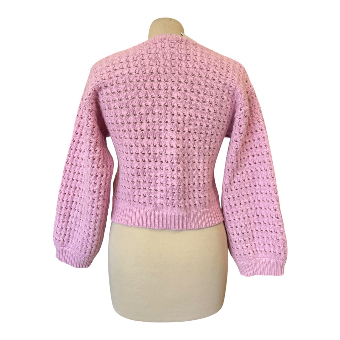 Allude Pink Wool and Cashmere Crop Jumper - 8/10