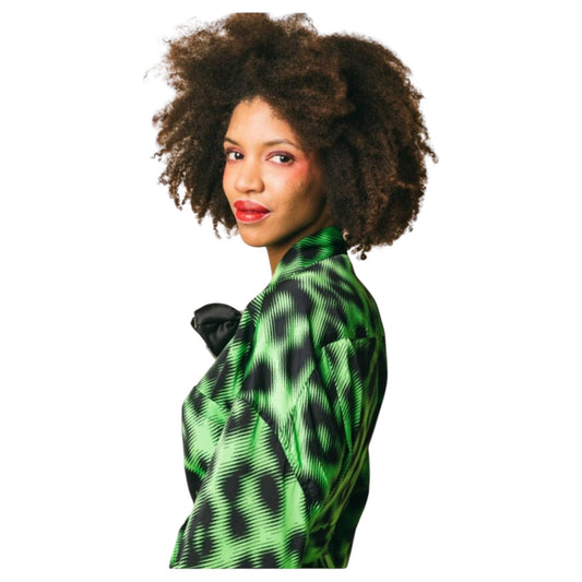 Essentiel Antwerp Eliam Green and Black Animal Print Dress - NEW - XS (Oversized)
