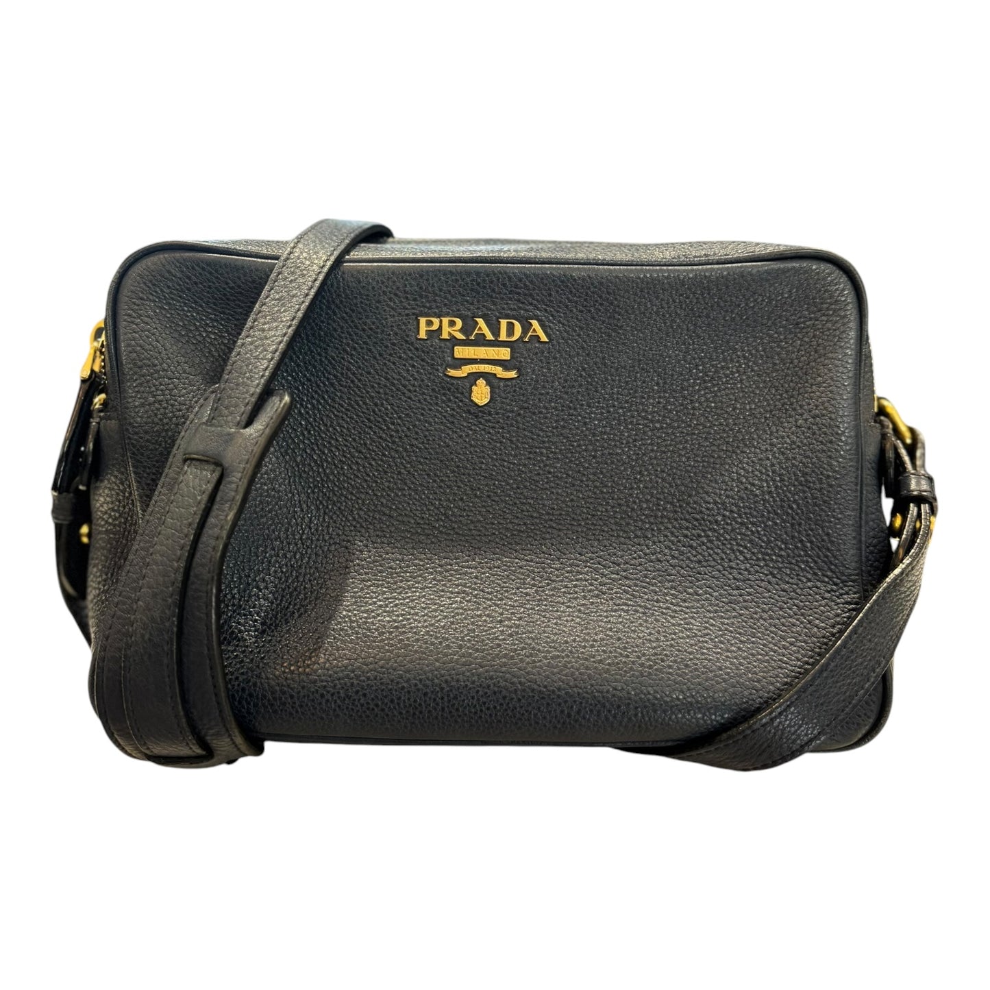 Prada Navy Blue Vitello Phenix Leather Cross Body Bag
